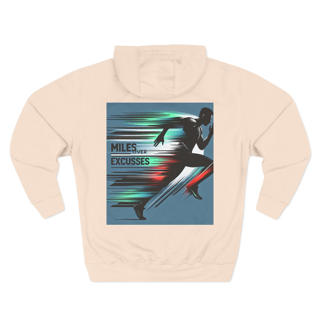Motivational Fleece Hoodie - 'Miles Over Excuses' for Athletes and Runners