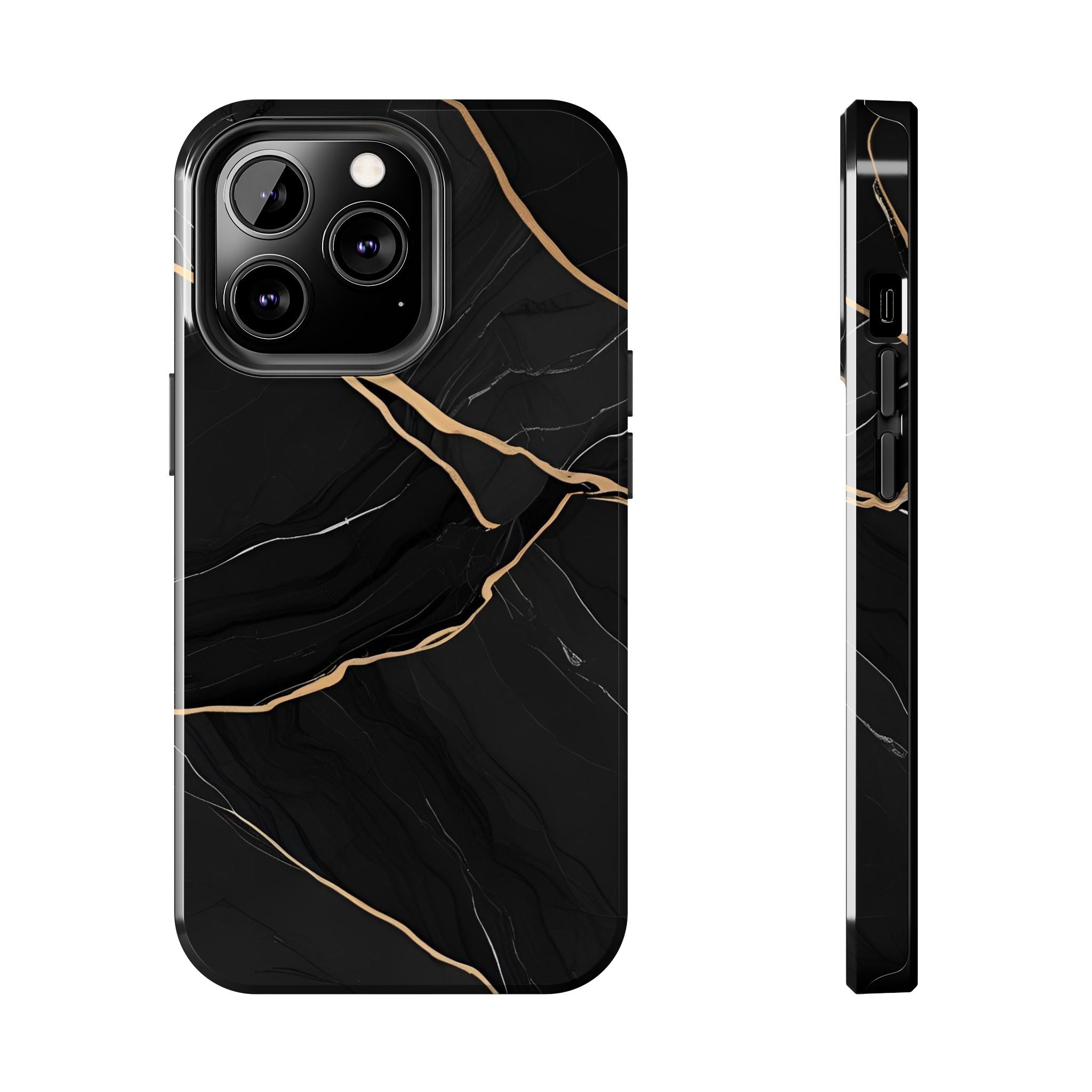 Elegant Black Marble Tough Phone Case | Stylish & Durable Protection
