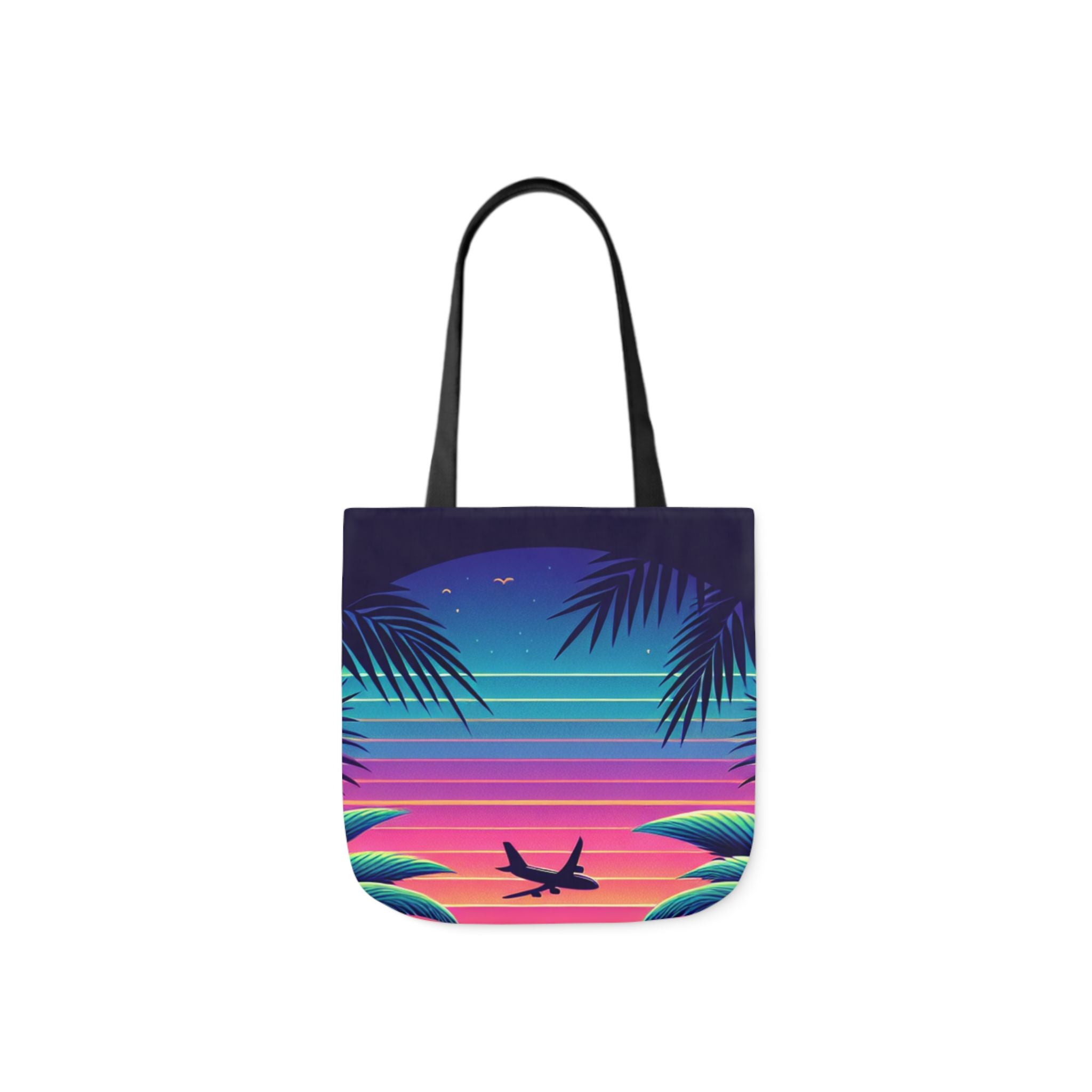 Tropical Sunset Canvas Tote Bag with 5-Color Straps