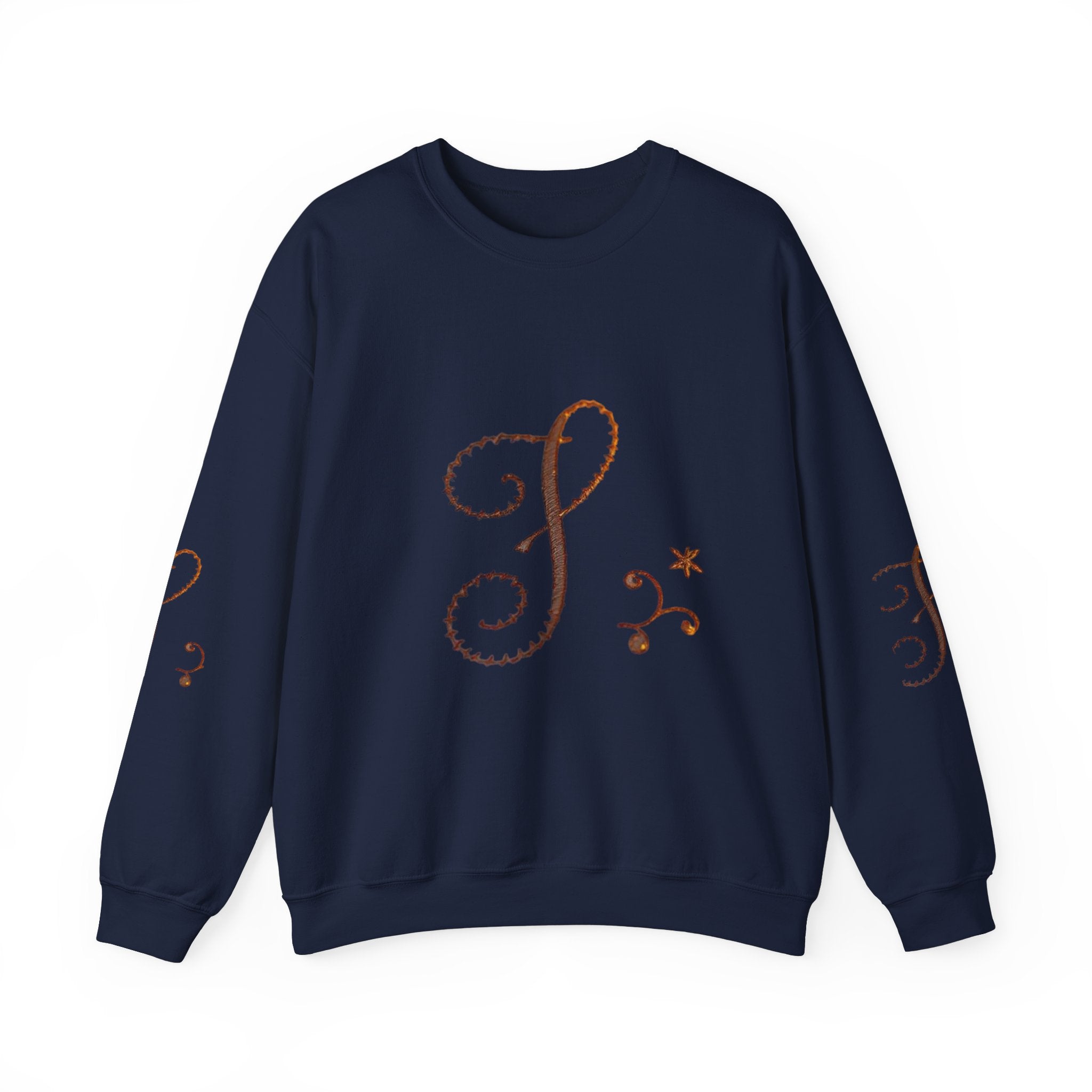Boho-Chic Unisex Crewneck Sweatshirt with Elegant Embroidery