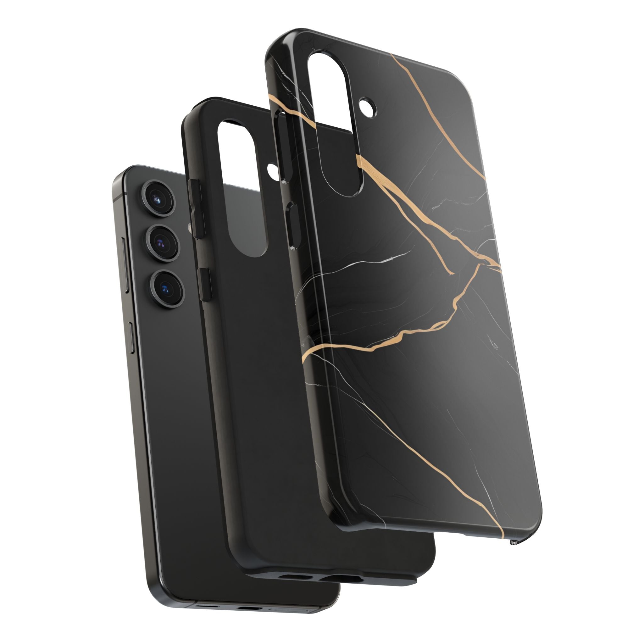 Elegant Black Marble Tough Phone Case | Stylish & Durable Protection
