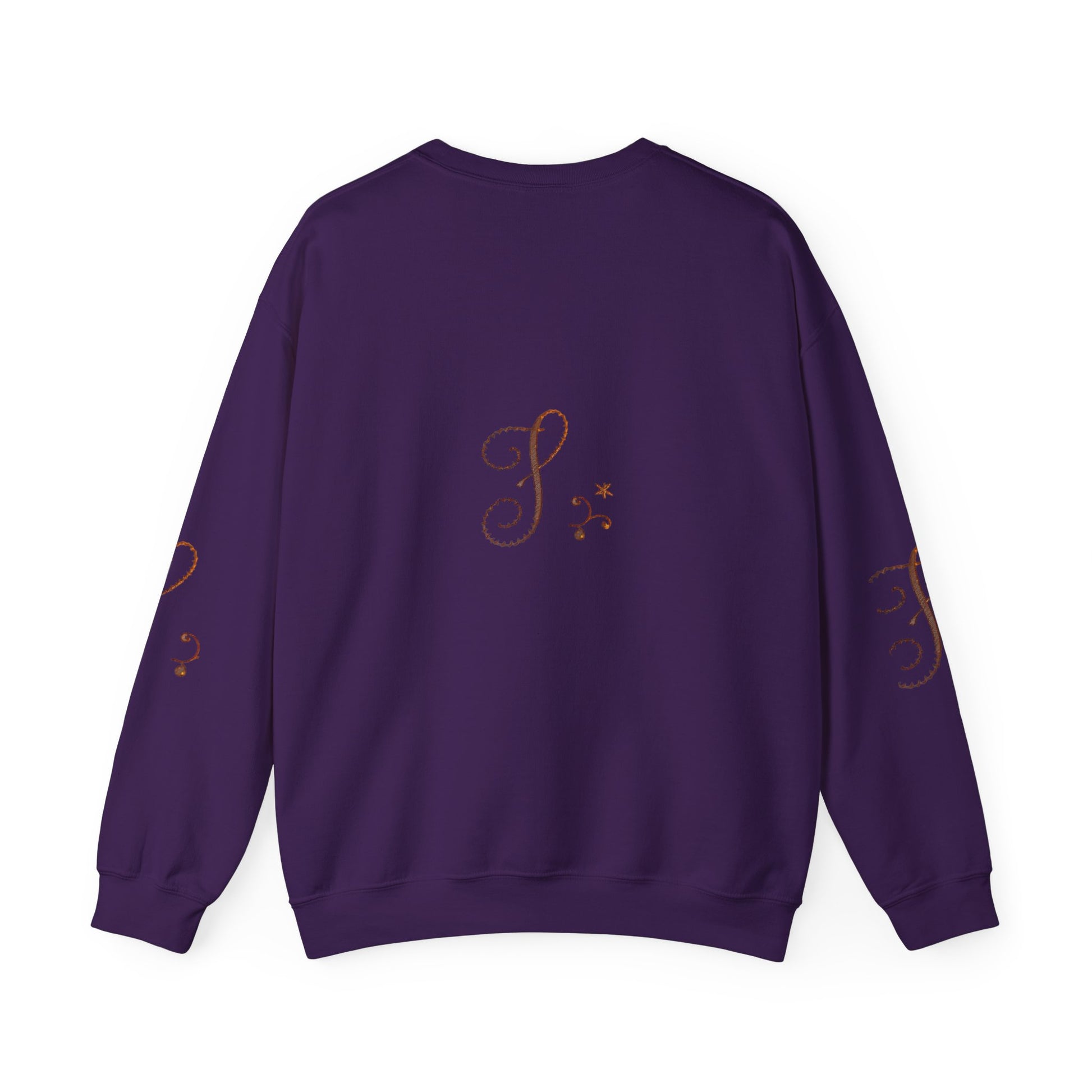 Boho-Chic Unisex Crewneck Sweatshirt with Elegant Embroidery