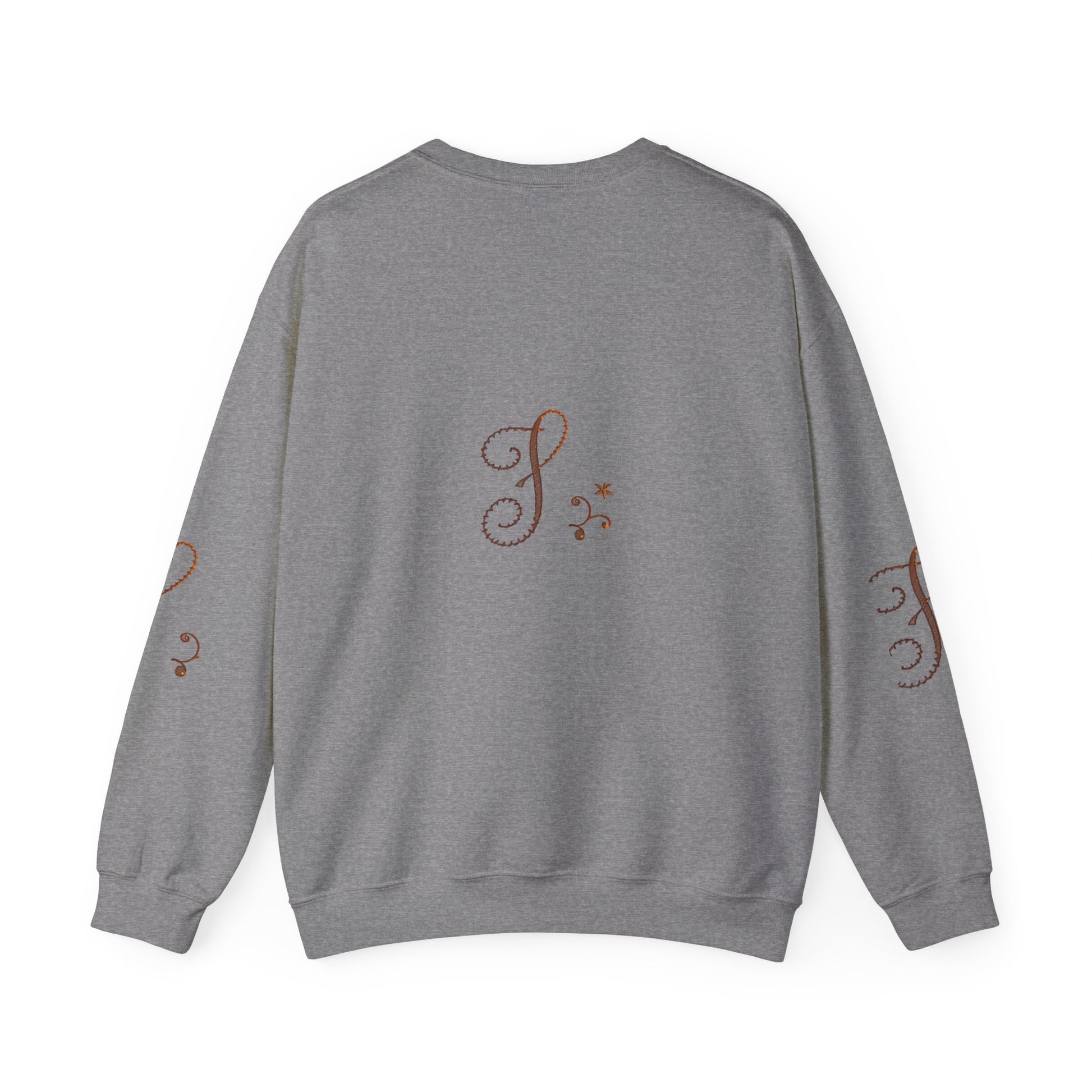 Boho-Chic Unisex Crewneck Sweatshirt with Elegant Embroidery