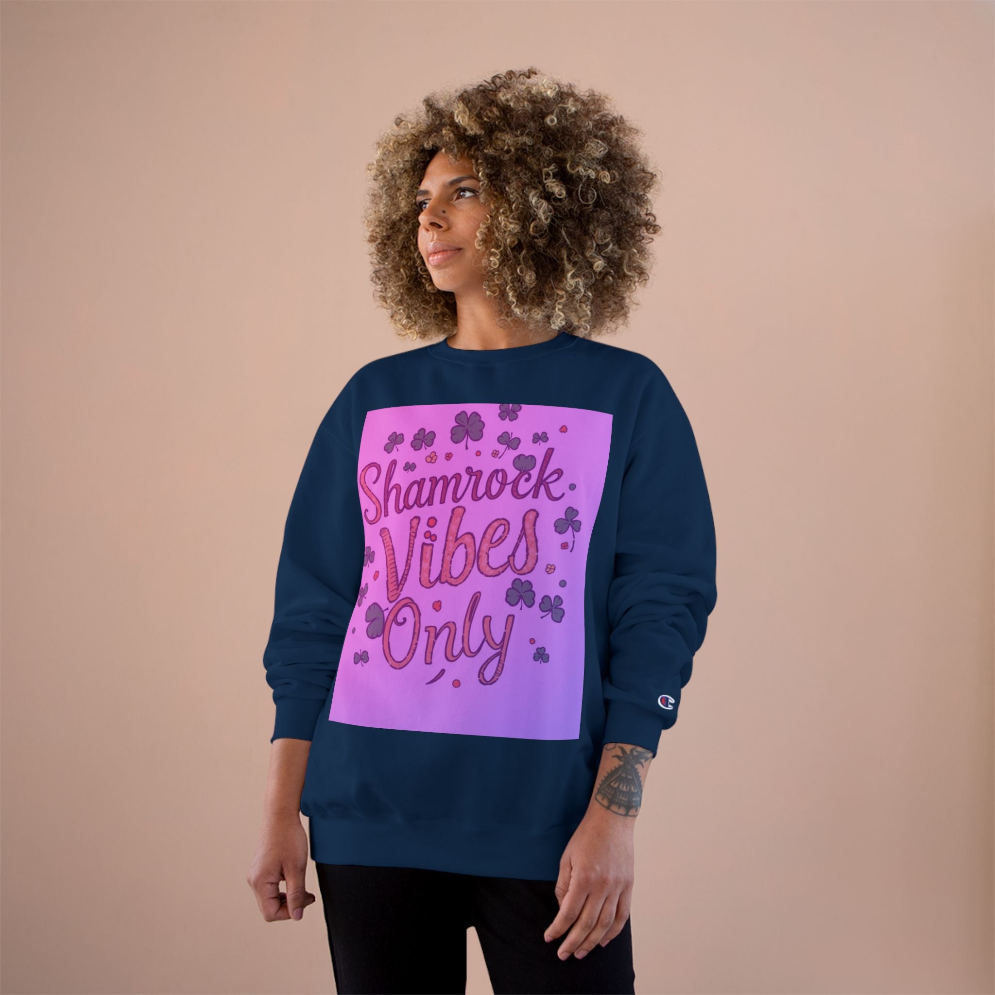 Shamrock Vibes Only Champion Sweatshirt - Perfect for St. Patrick's Day Celebrations