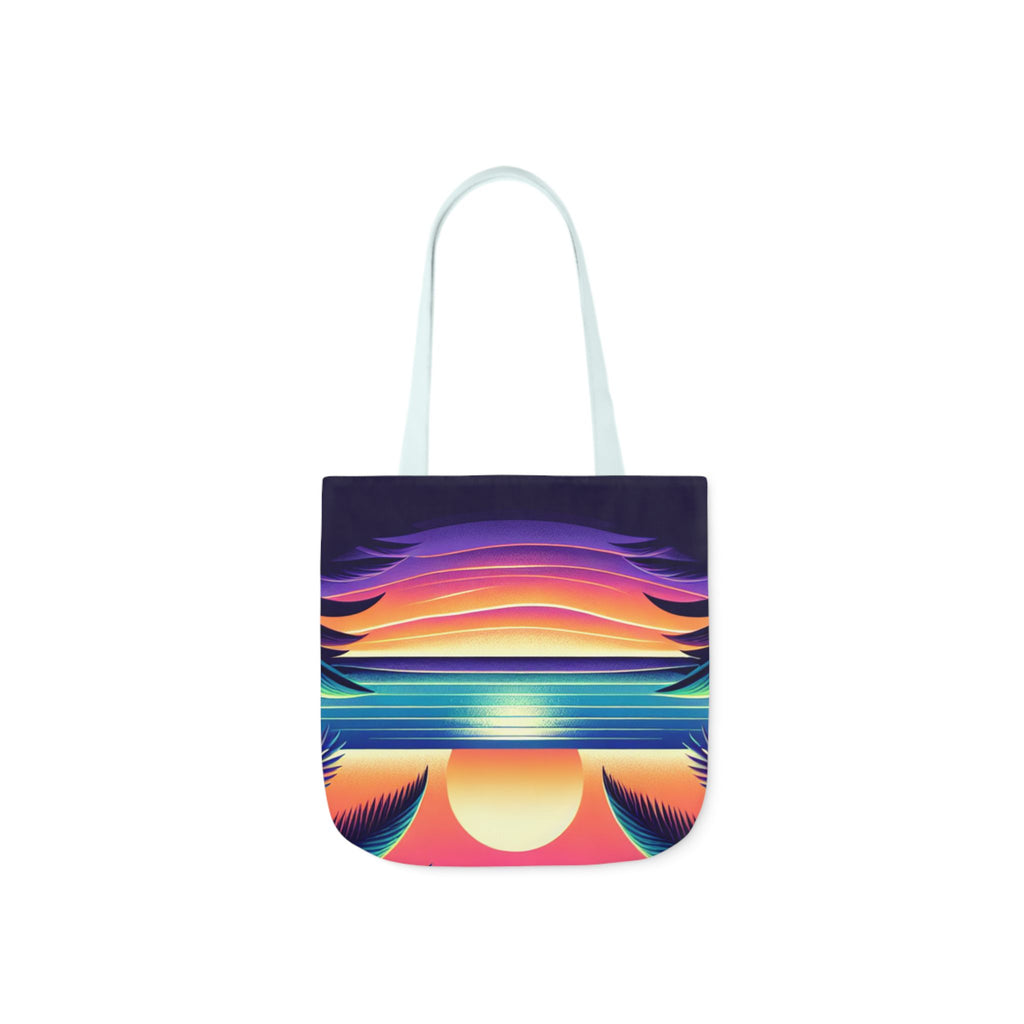 Tropical Sunset Canvas Tote Bag with 5-Color Straps