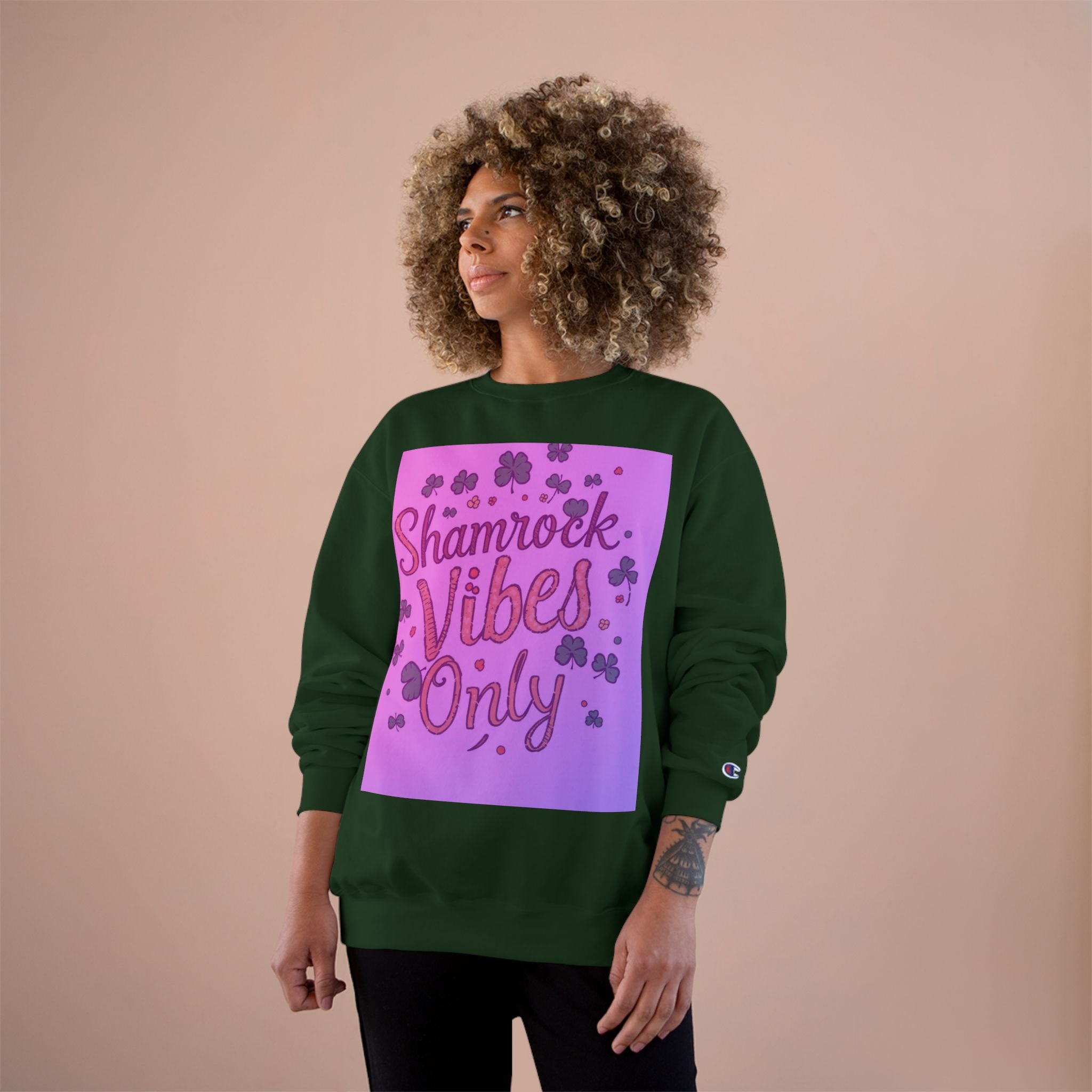 Shamrock Vibes Only Champion Sweatshirt - Perfect for St. Patrick's Day Celebrations