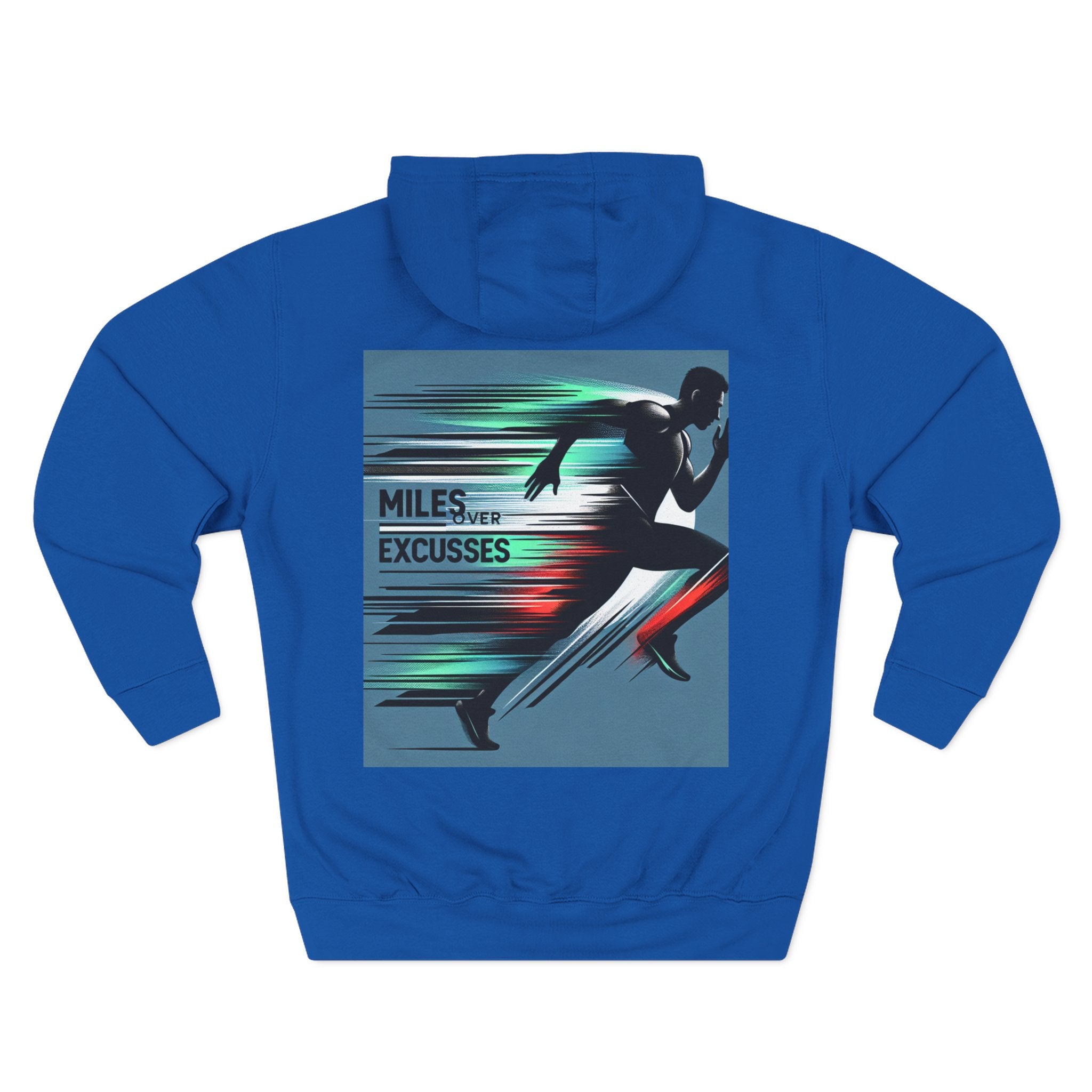 Motivational Fleece Hoodie - 'Miles Over Excuses' for Athletes and Runners
