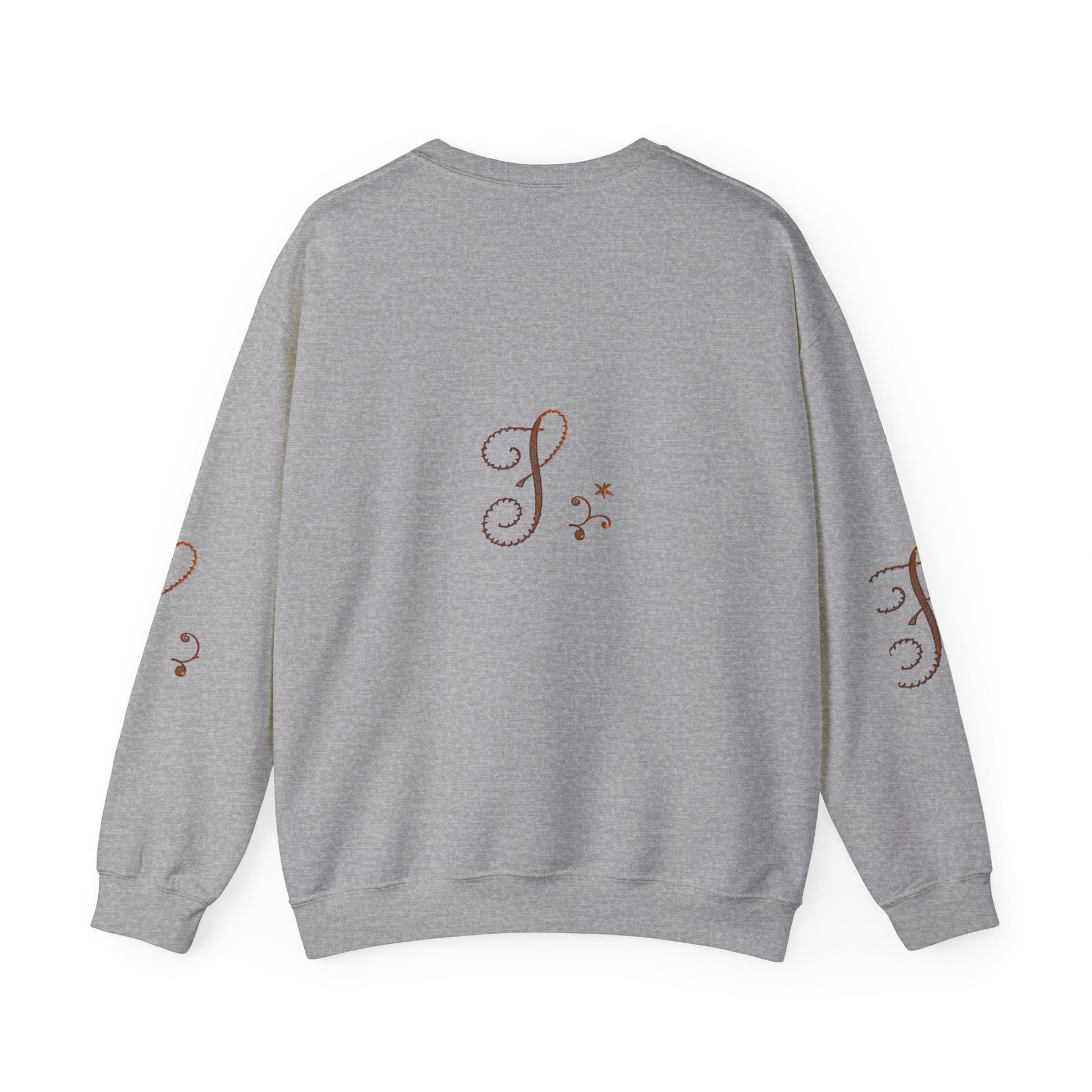 Boho-Chic Unisex Crewneck Sweatshirt with Elegant Embroidery