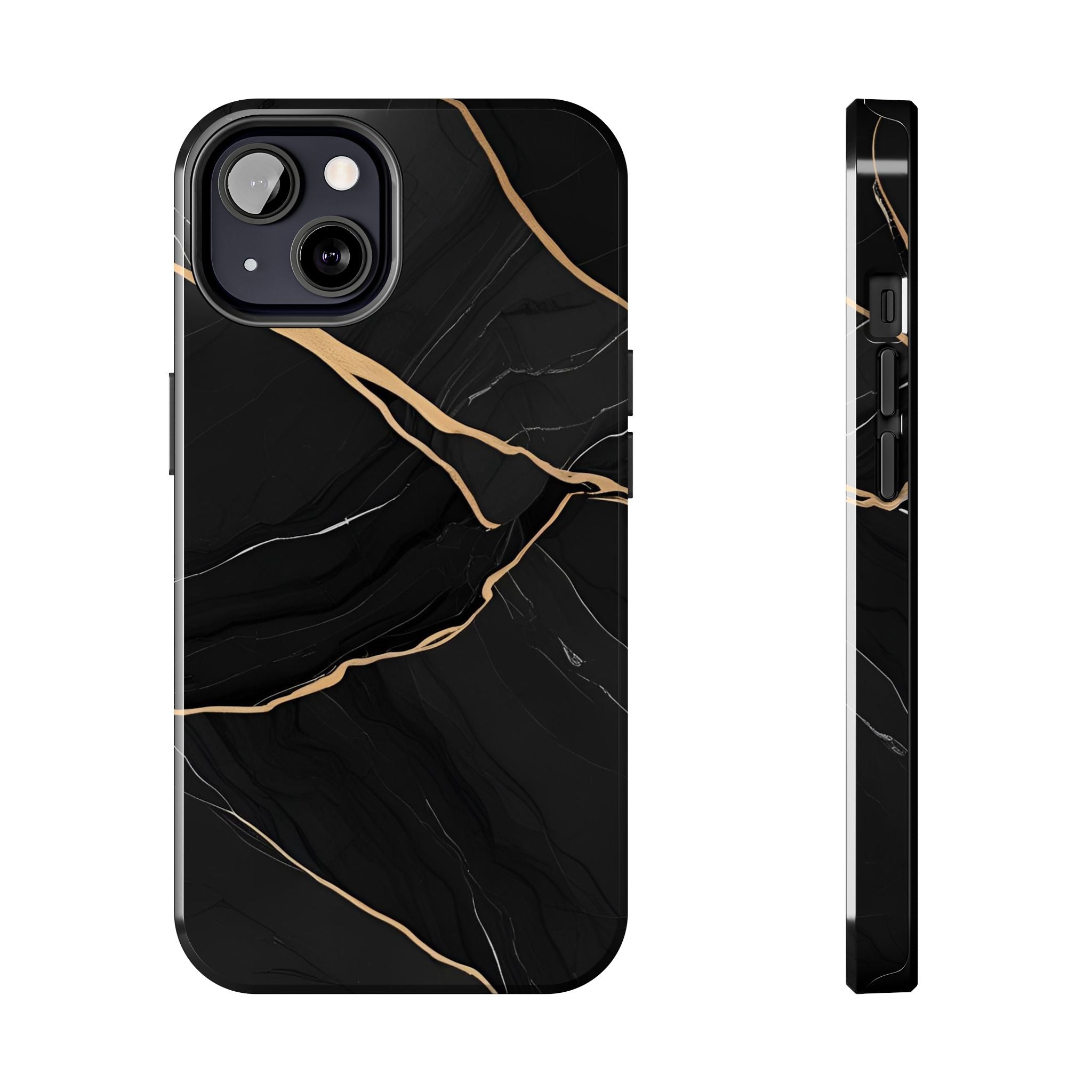 Elegant Black Marble Tough Phone Case | Stylish & Durable Protection