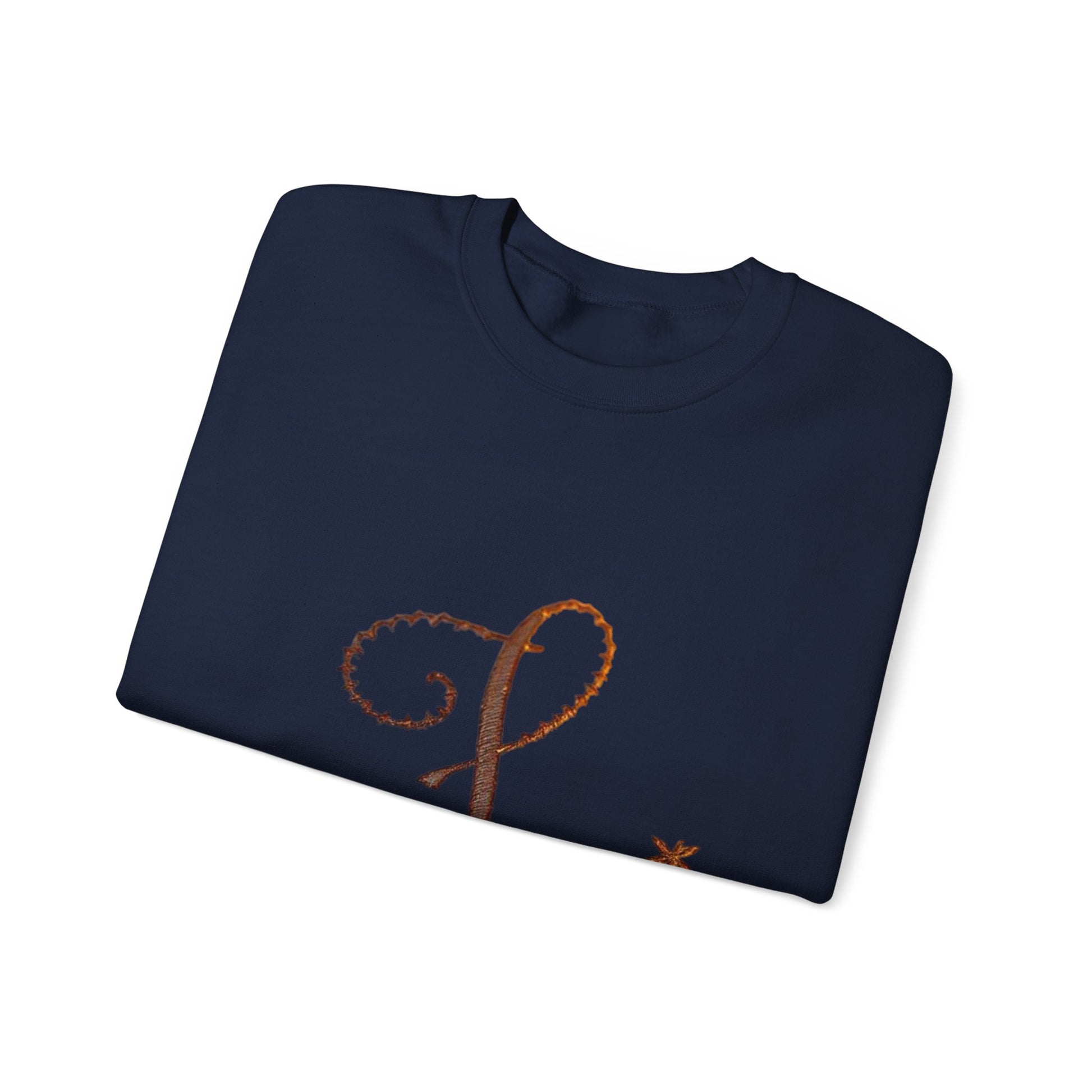 Boho-Chic Unisex Crewneck Sweatshirt with Elegant Embroidery
