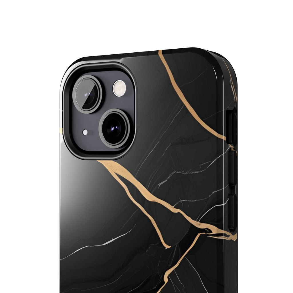 Elegant Black Marble Tough Phone Case | Stylish & Durable Protection