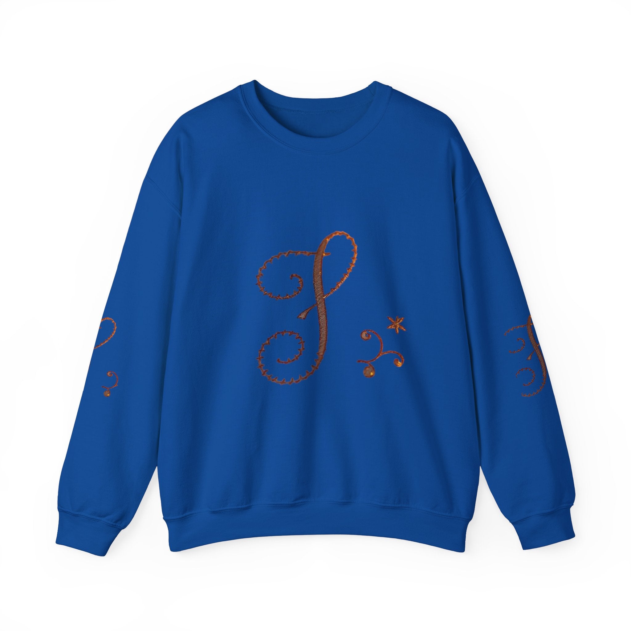 Boho-Chic Unisex Crewneck Sweatshirt with Elegant Embroidery