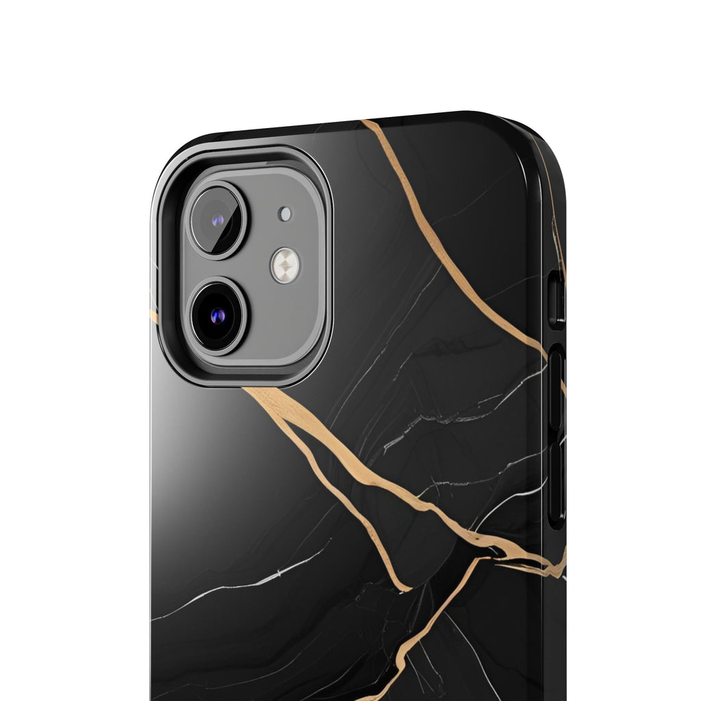 Elegant Black Marble Tough Phone Case | Stylish & Durable Protection