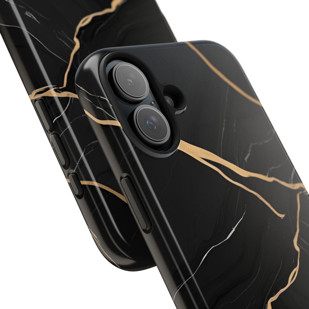 Elegant Black Marble Tough Phone Case | Stylish & Durable Protection