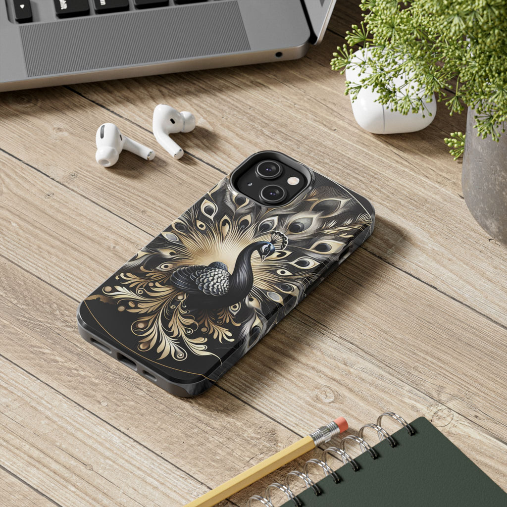 Elegant Peacock Tough Phone Case - Stylish and Durable Protection