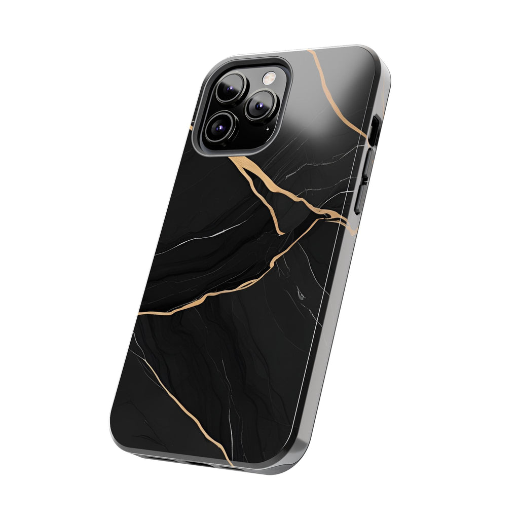 Elegant Black Marble Tough Phone Case | Stylish & Durable Protection