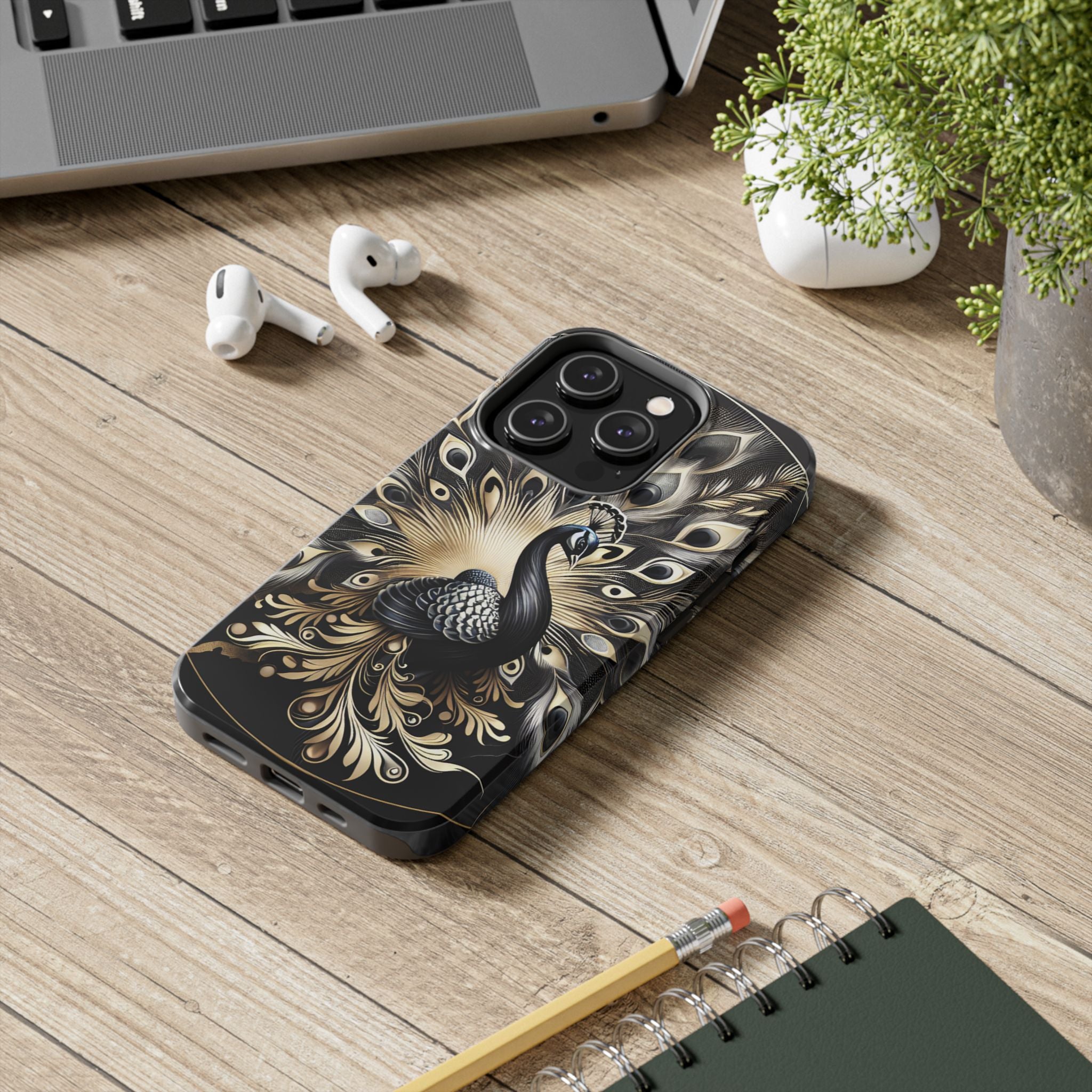 Elegant Peacock Tough Phone Case - Stylish and Durable Protection