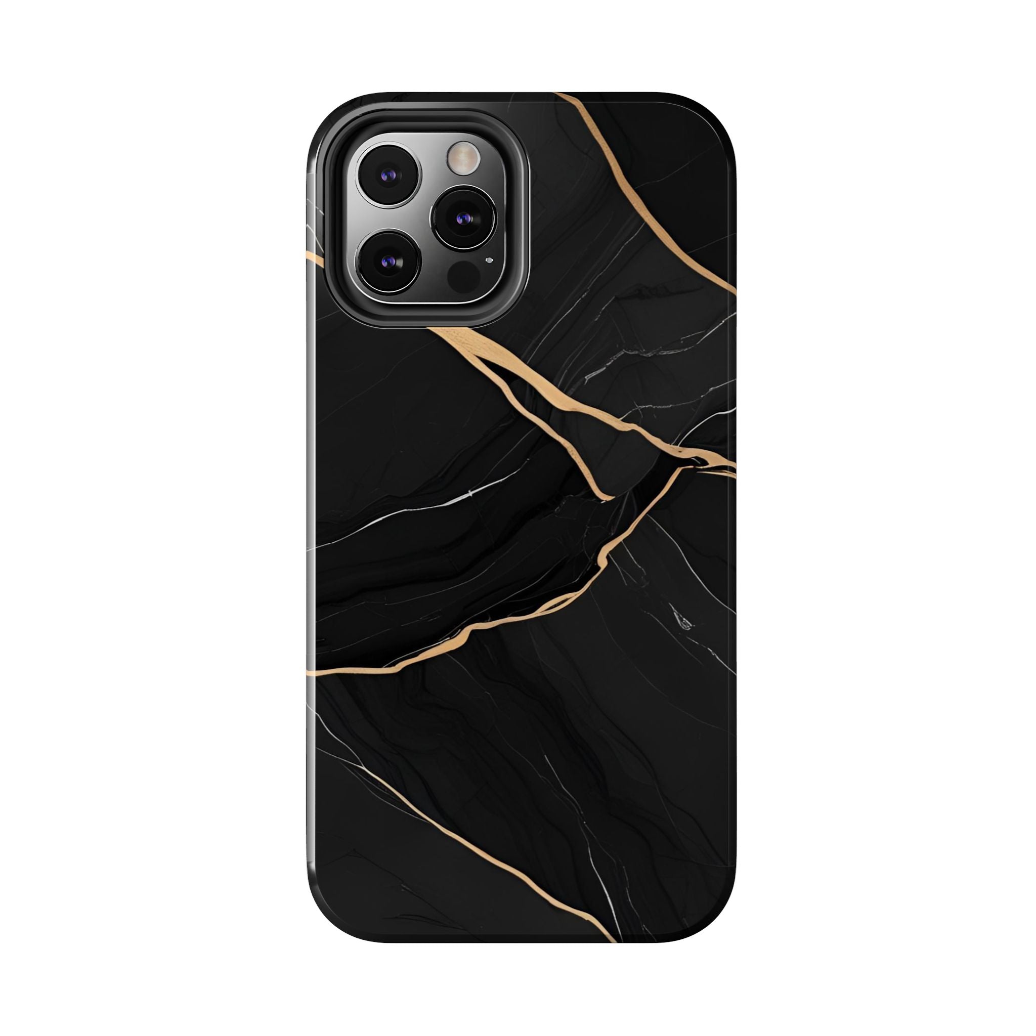 Elegant Black Marble Tough Phone Case | Stylish & Durable Protection