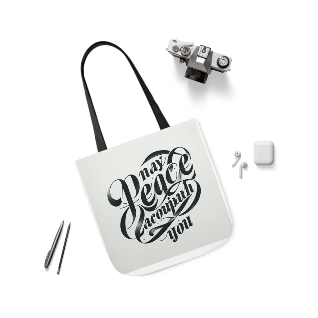 Inspirational Canvas Tote Bag - 5-Color Straps with 'May Peace Accompany You'