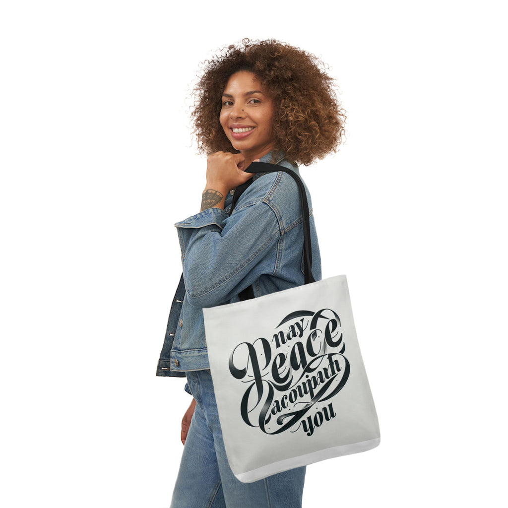 Inspirational Canvas Tote Bag - 5-Color Straps with 'May Peace Accompany You'