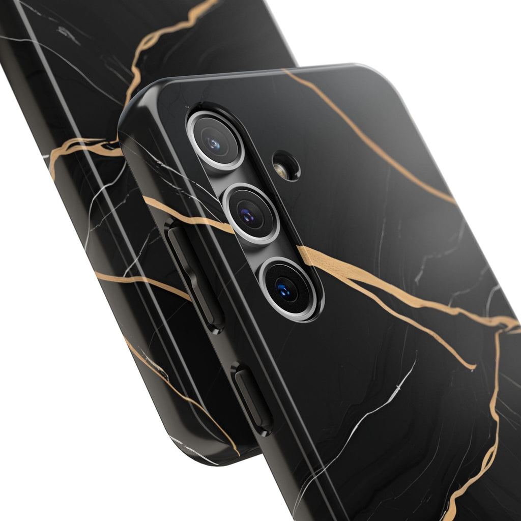 Elegant Black Marble Tough Phone Case | Stylish & Durable Protection
