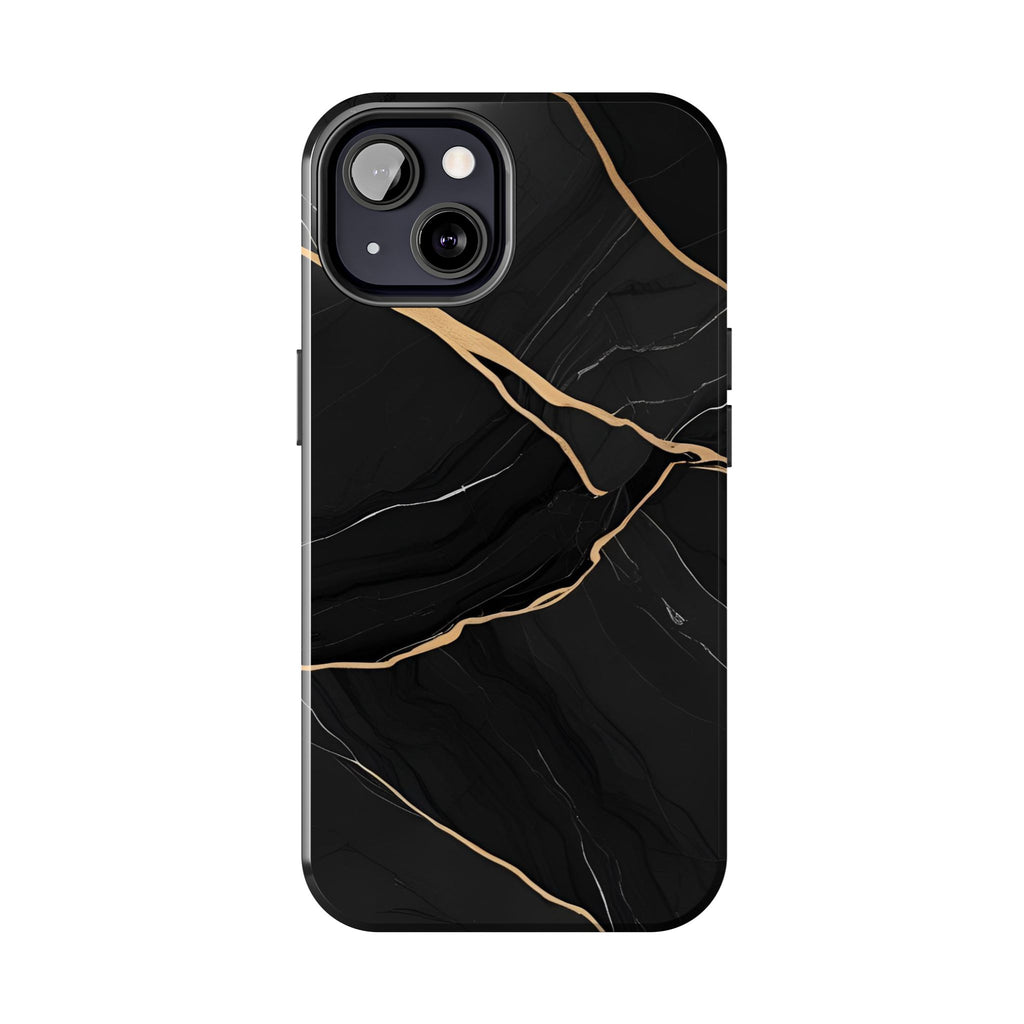 Elegant Black Marble Tough Phone Case | Stylish & Durable Protection
