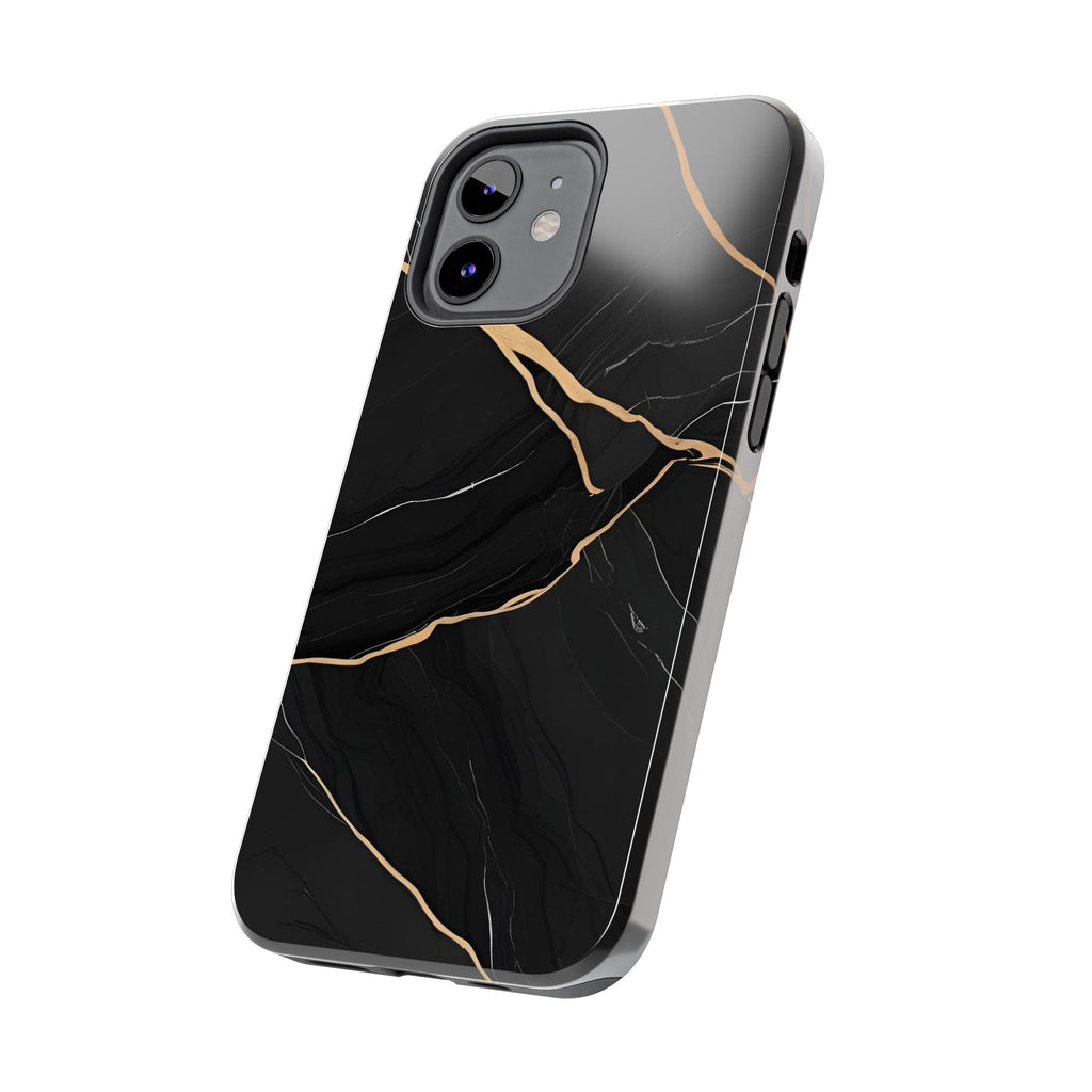 Elegant Black Marble Tough Phone Case | Stylish & Durable Protection