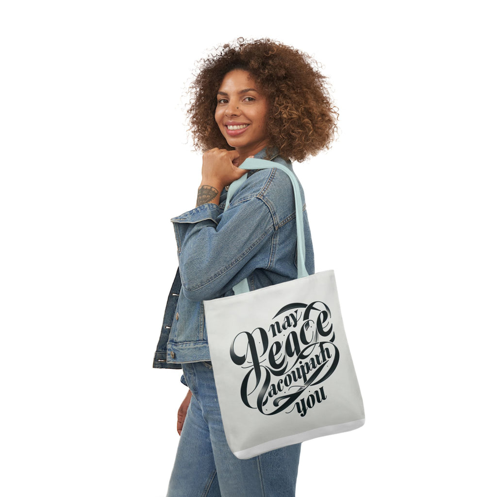 Inspirational Canvas Tote Bag - 5-Color Straps with 'May Peace Accompany You'
