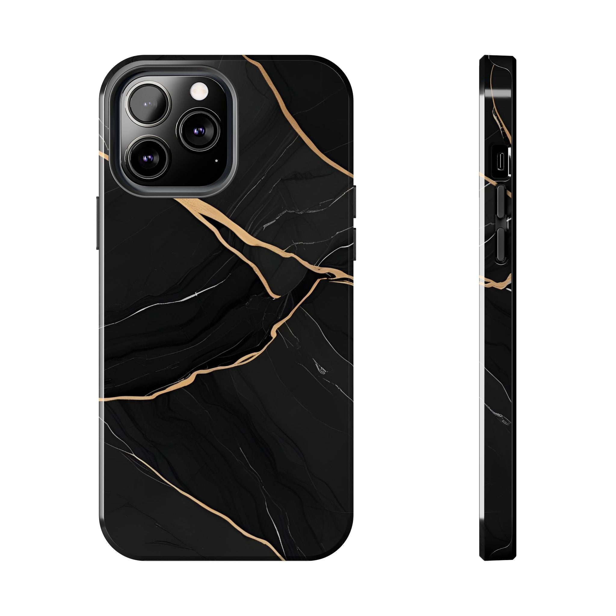 Elegant Black Marble Tough Phone Case | Stylish & Durable Protection