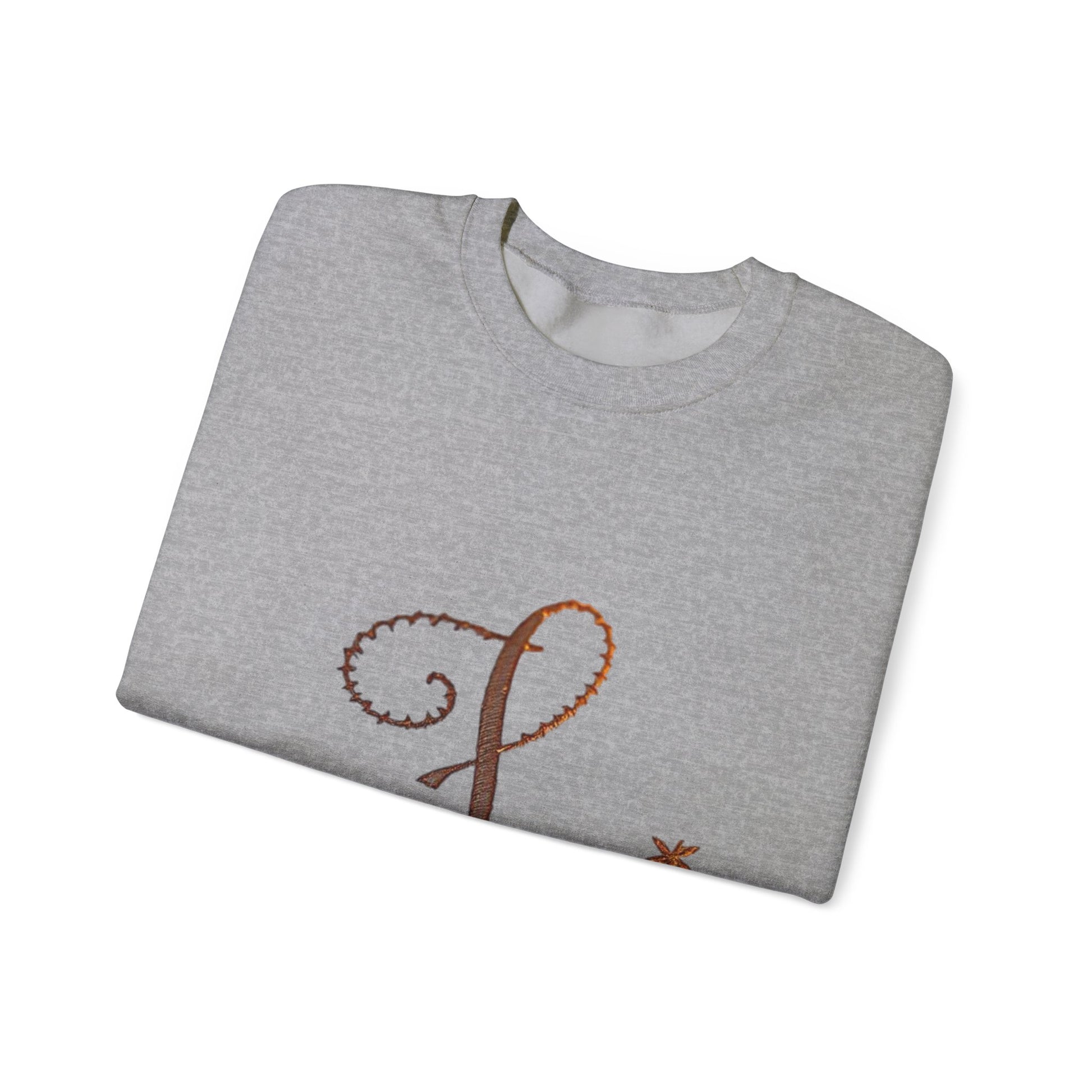 Boho-Chic Unisex Crewneck Sweatshirt with Elegant Embroidery