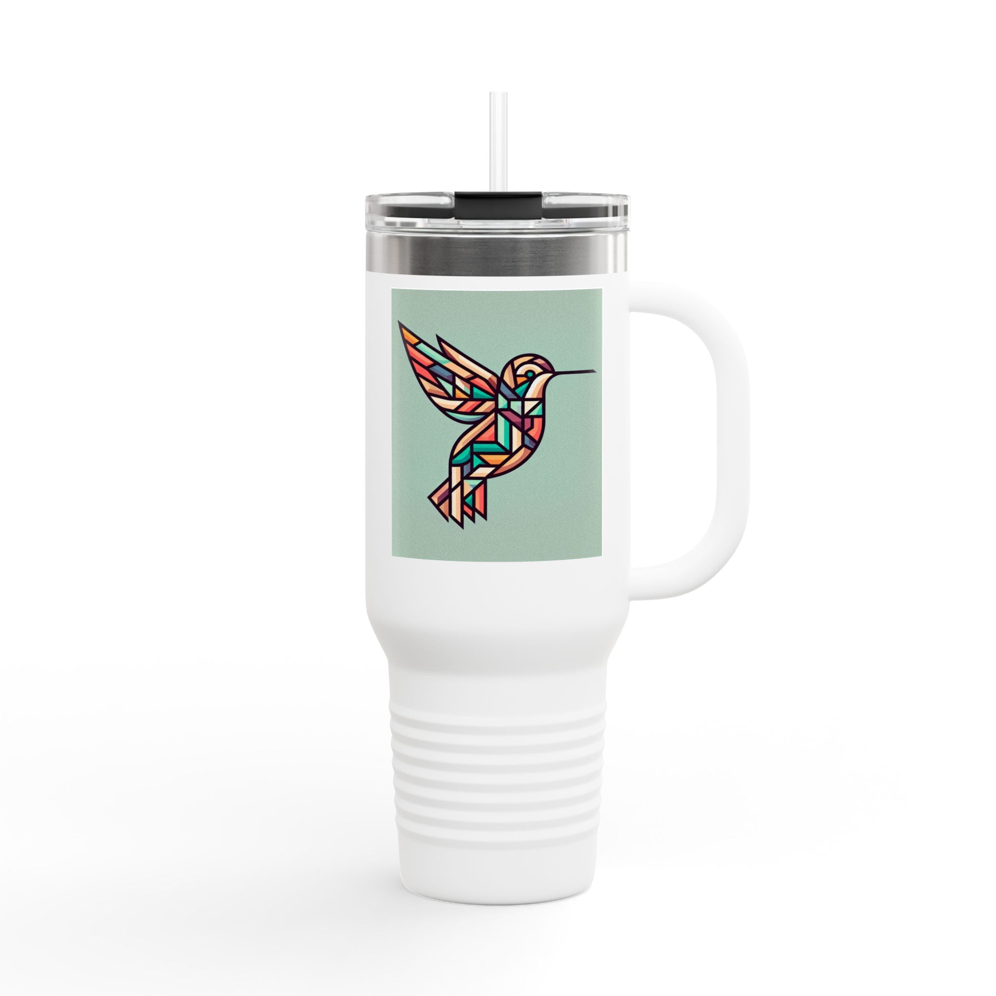 Colorful Hummingbird Insulated Travel Mug - 40oz Coffee Cup for Nature Lovers