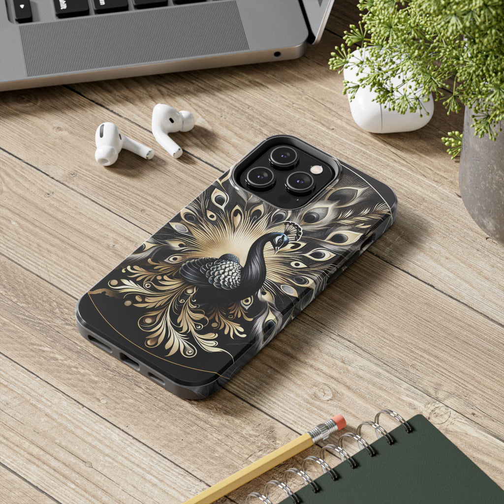 Elegant Peacock Tough Phone Case - Stylish and Durable Protection