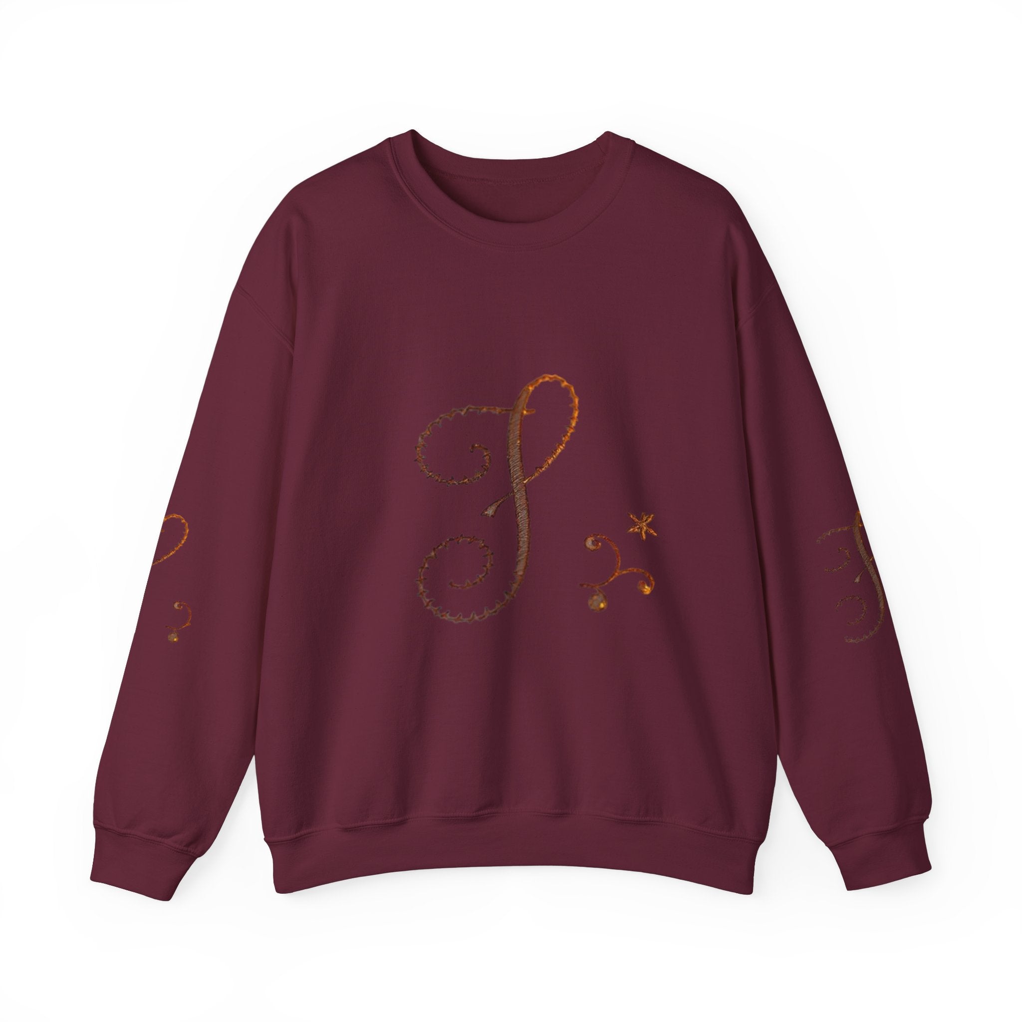 Boho-Chic Unisex Crewneck Sweatshirt with Elegant Embroidery