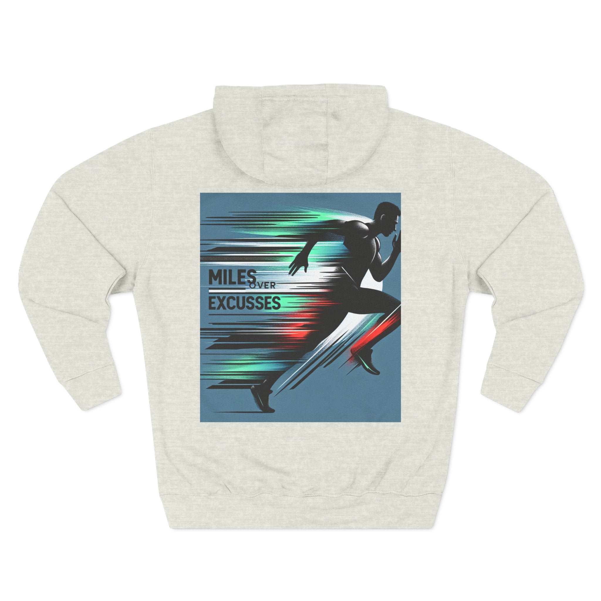 Motivational Fleece Hoodie - 'Miles Over Excuses' for Athletes and Runners