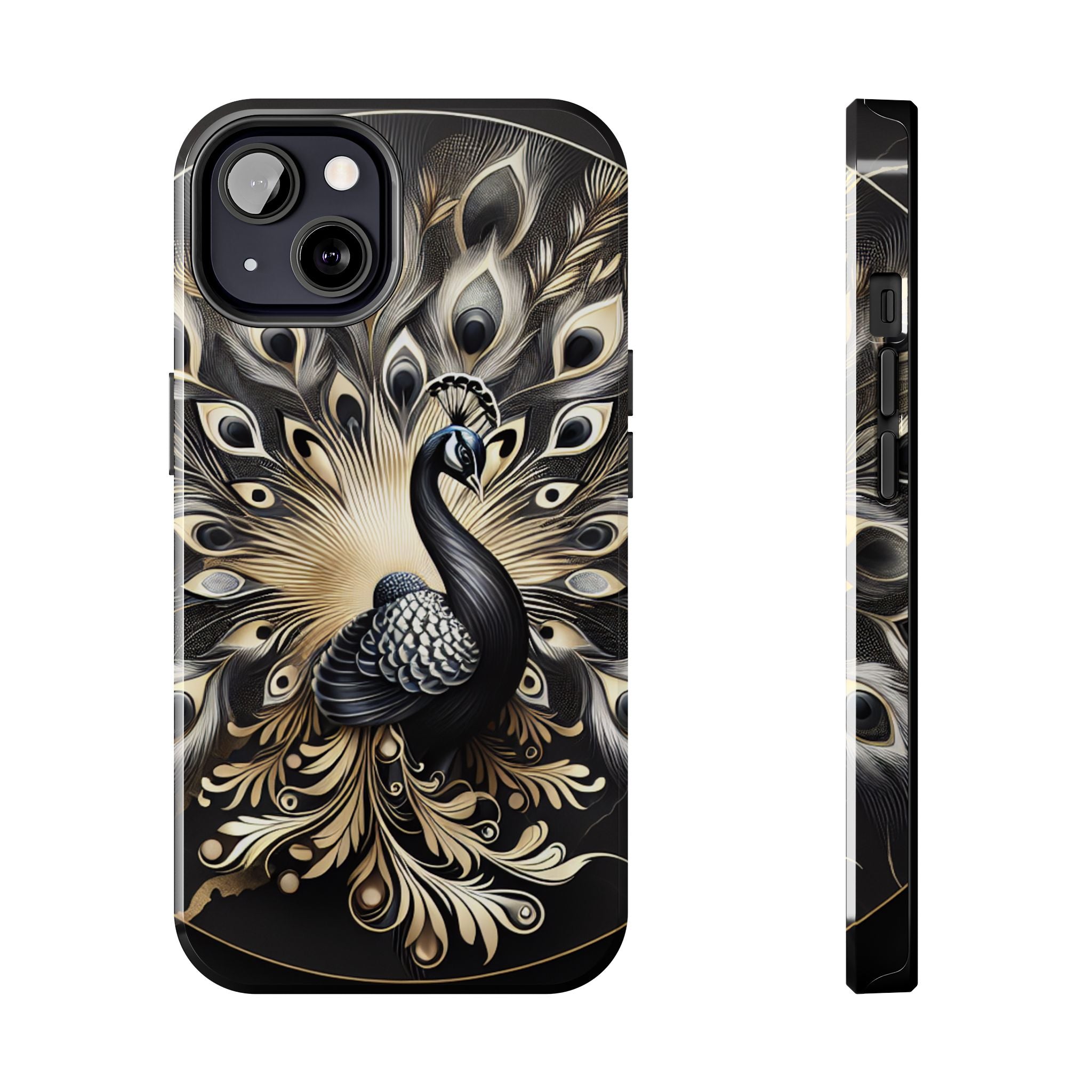 Elegant Peacock Tough Phone Case - Stylish and Durable Protection
