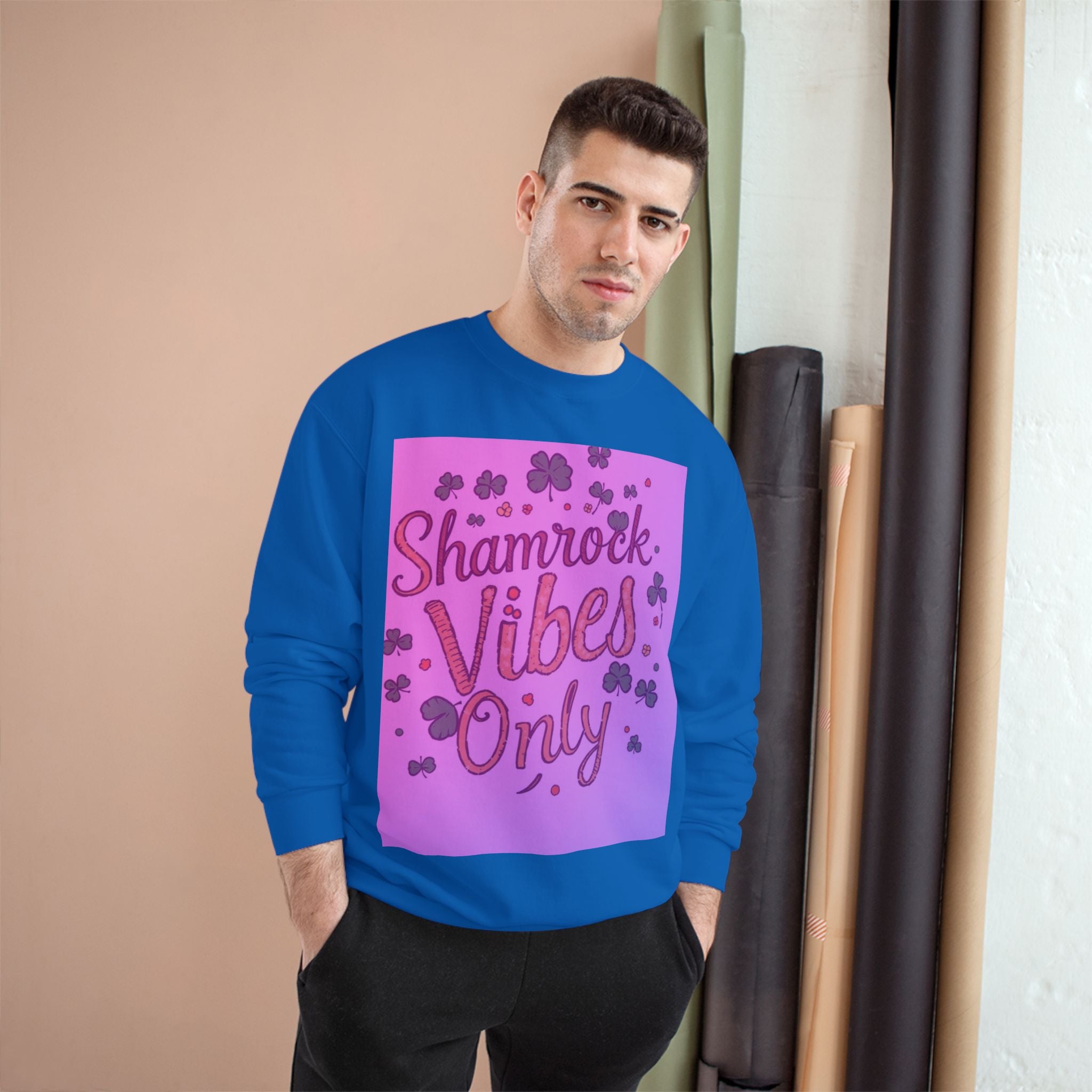 Shamrock Vibes Only Champion Sweatshirt - Perfect for St. Patrick's Day Celebrations