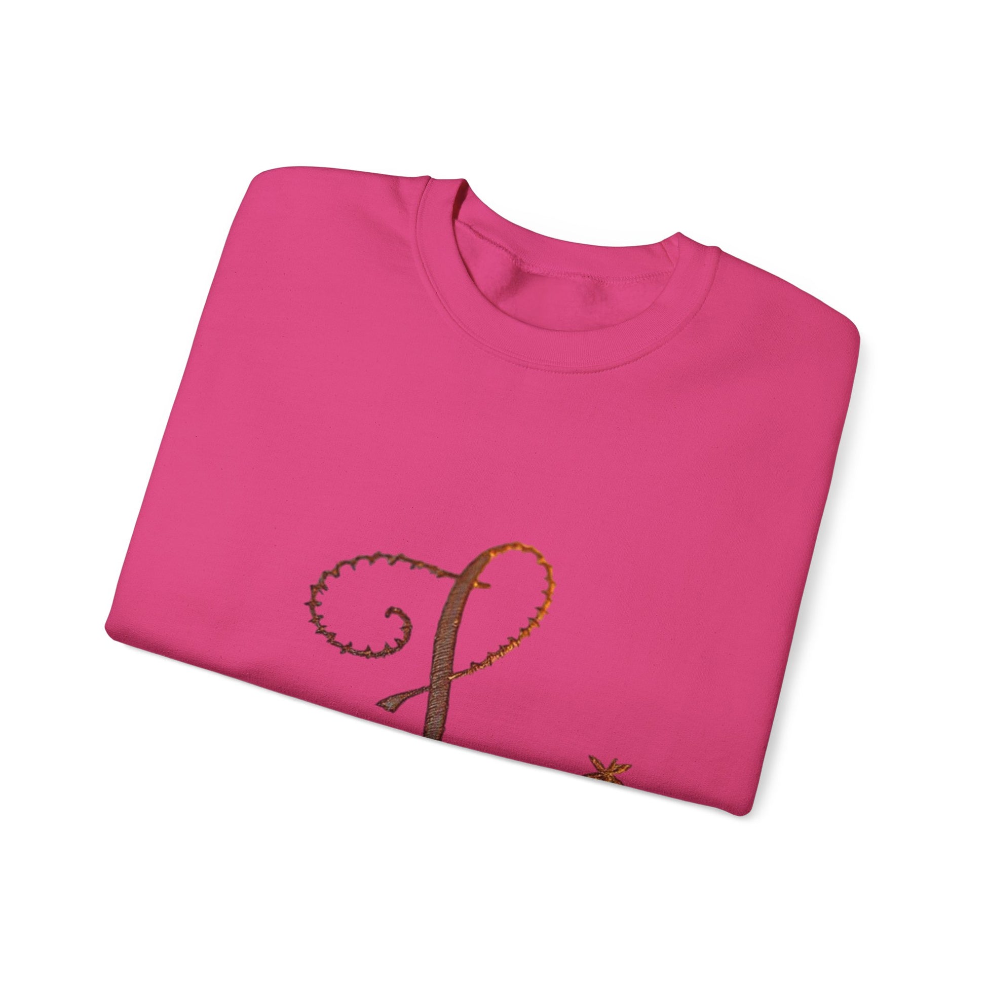 Boho-Chic Unisex Crewneck Sweatshirt with Elegant Embroidery