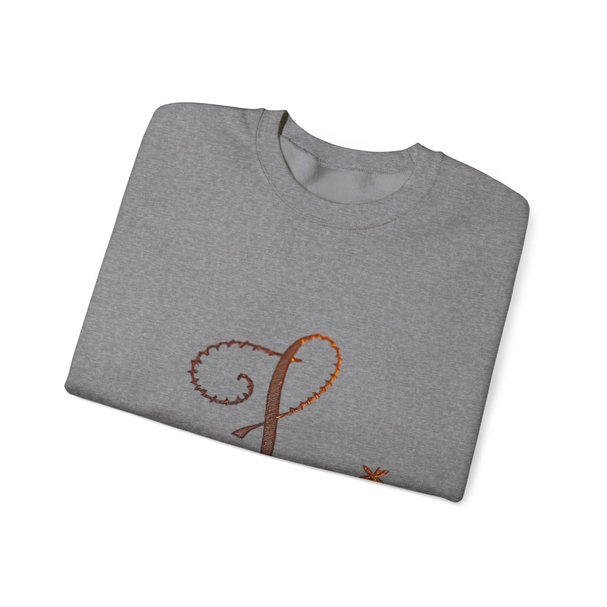 Boho-Chic Unisex Crewneck Sweatshirt with Elegant Embroidery