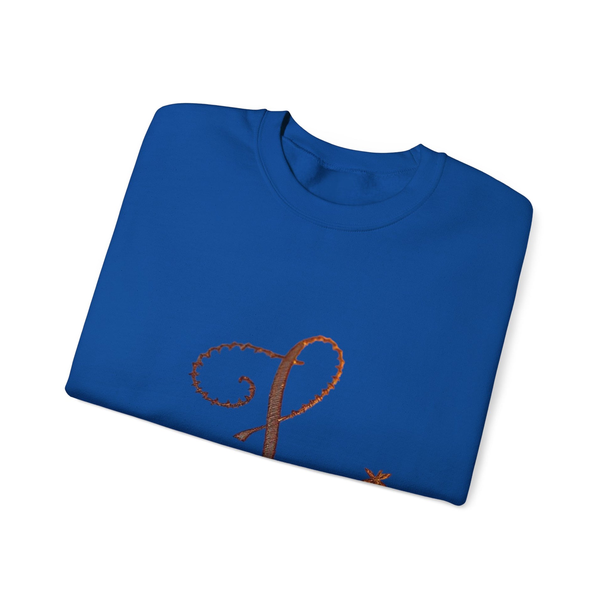 Boho-Chic Unisex Crewneck Sweatshirt with Elegant Embroidery