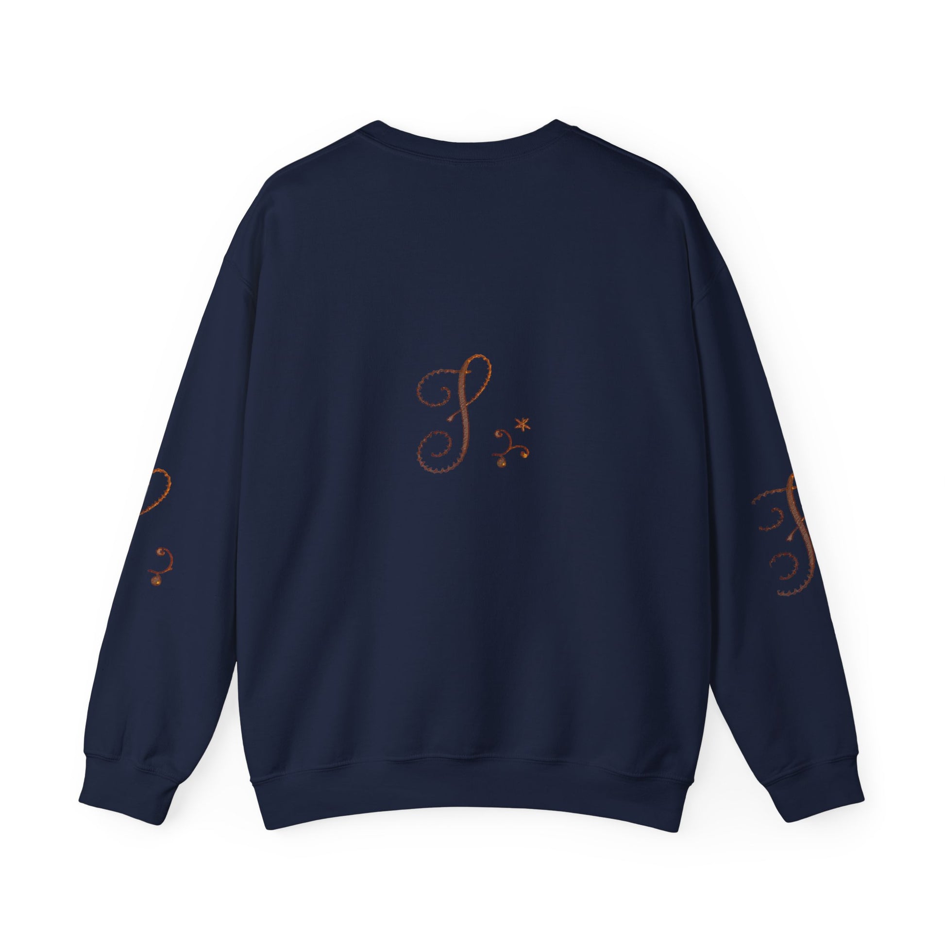 Boho-Chic Unisex Crewneck Sweatshirt with Elegant Embroidery