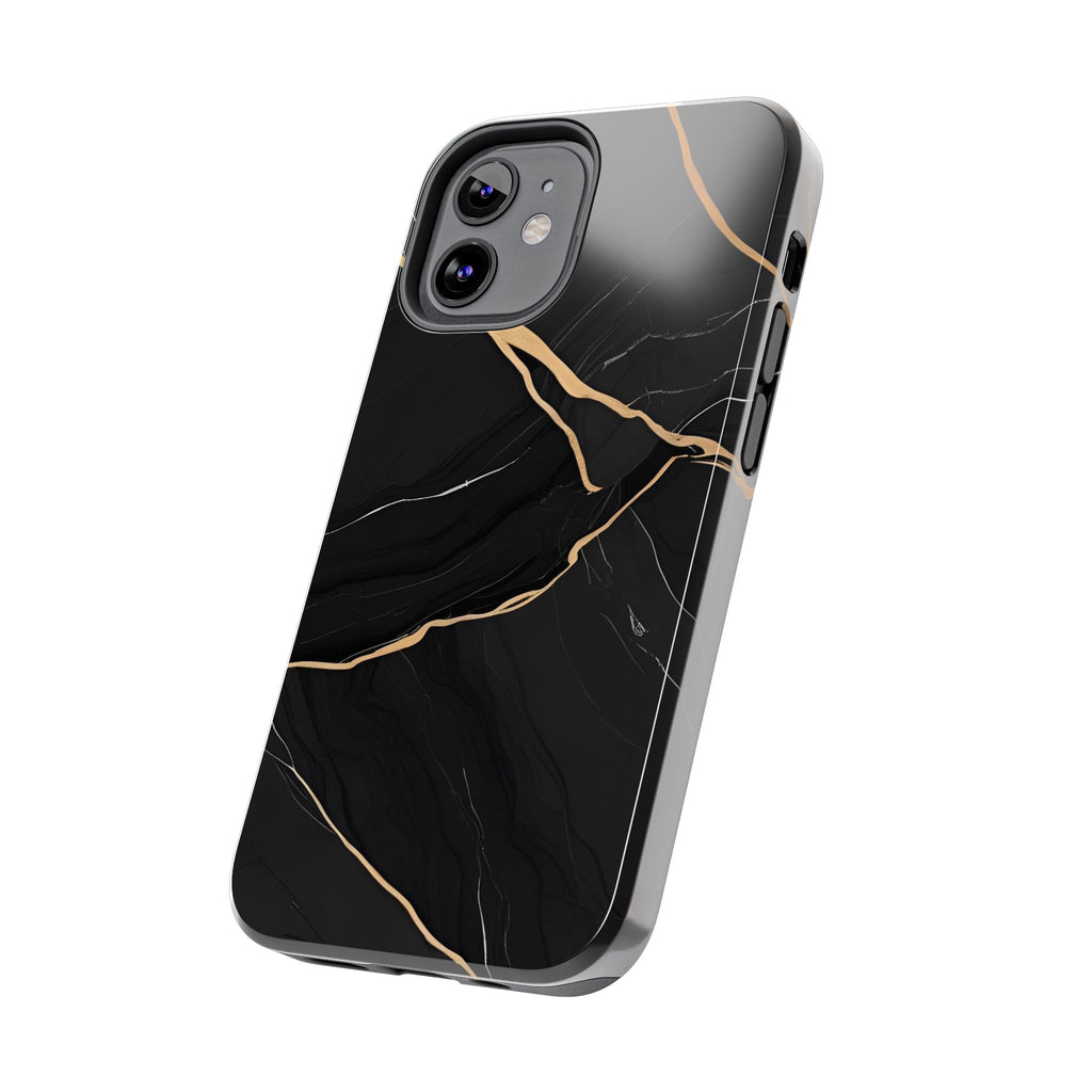 Elegant Black Marble Tough Phone Case | Stylish & Durable Protection