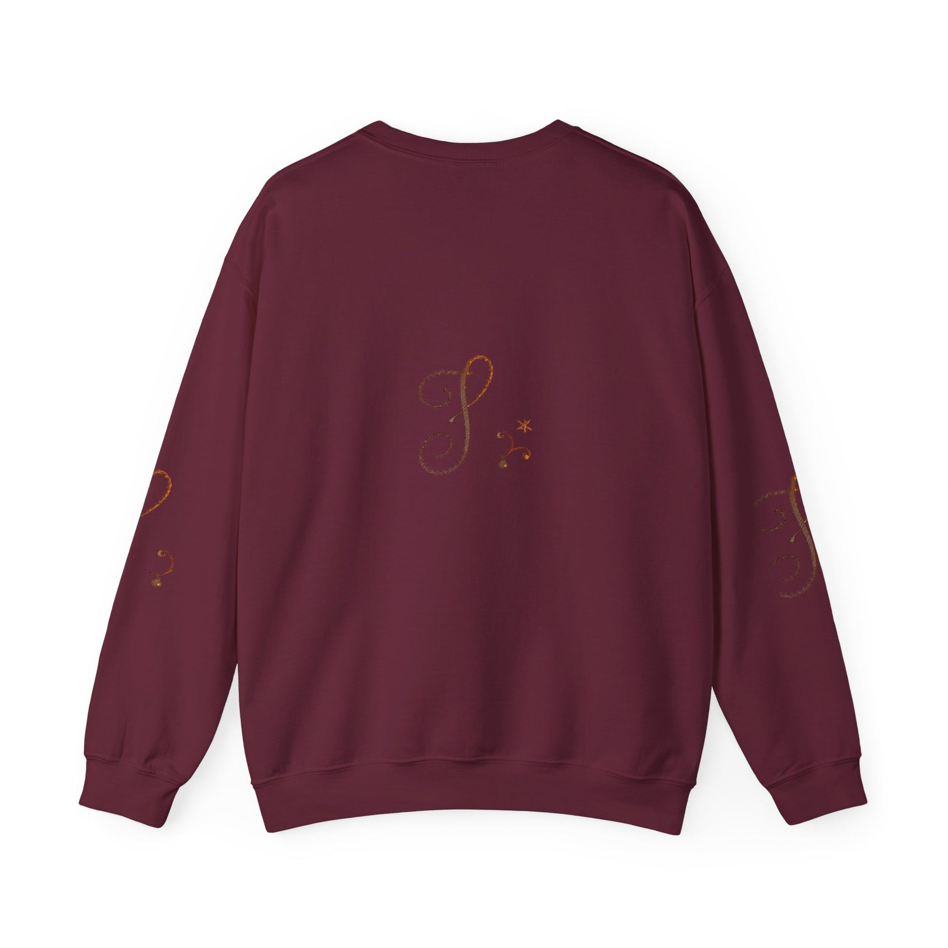 Boho-Chic Unisex Crewneck Sweatshirt with Elegant Embroidery