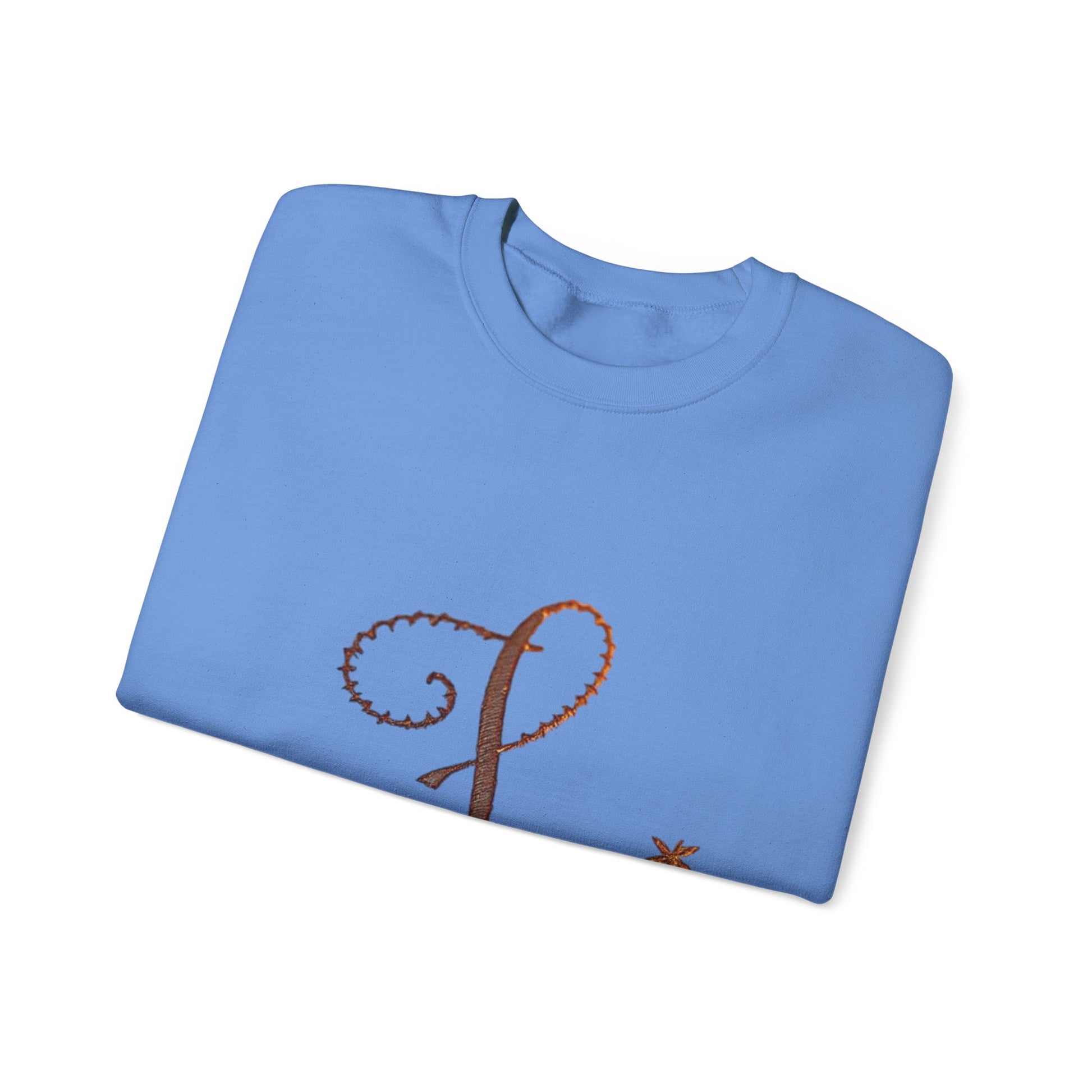 Boho-Chic Unisex Crewneck Sweatshirt with Elegant Embroidery