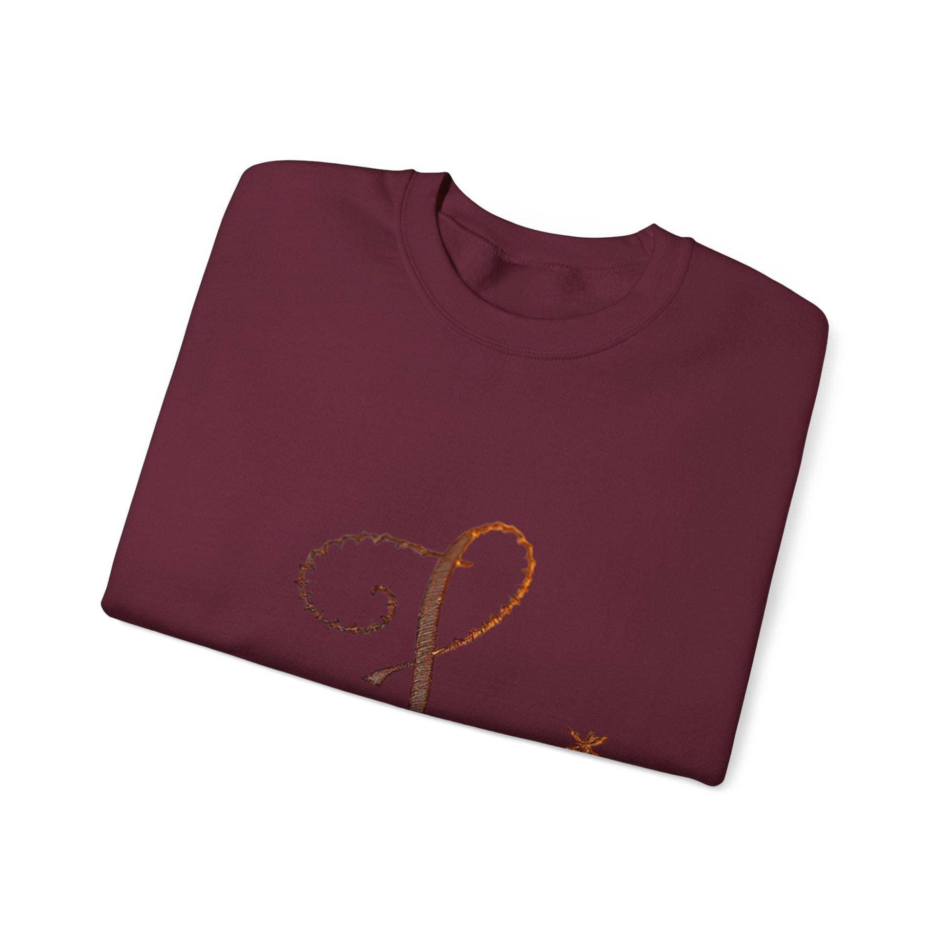 Boho-Chic Unisex Crewneck Sweatshirt with Elegant Embroidery