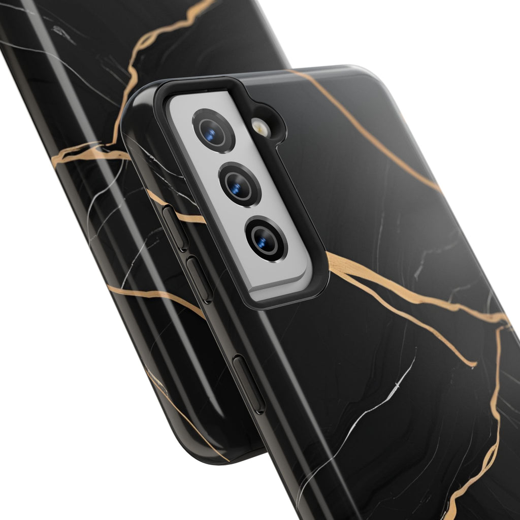 Elegant Black Marble Tough Phone Case | Stylish & Durable Protection