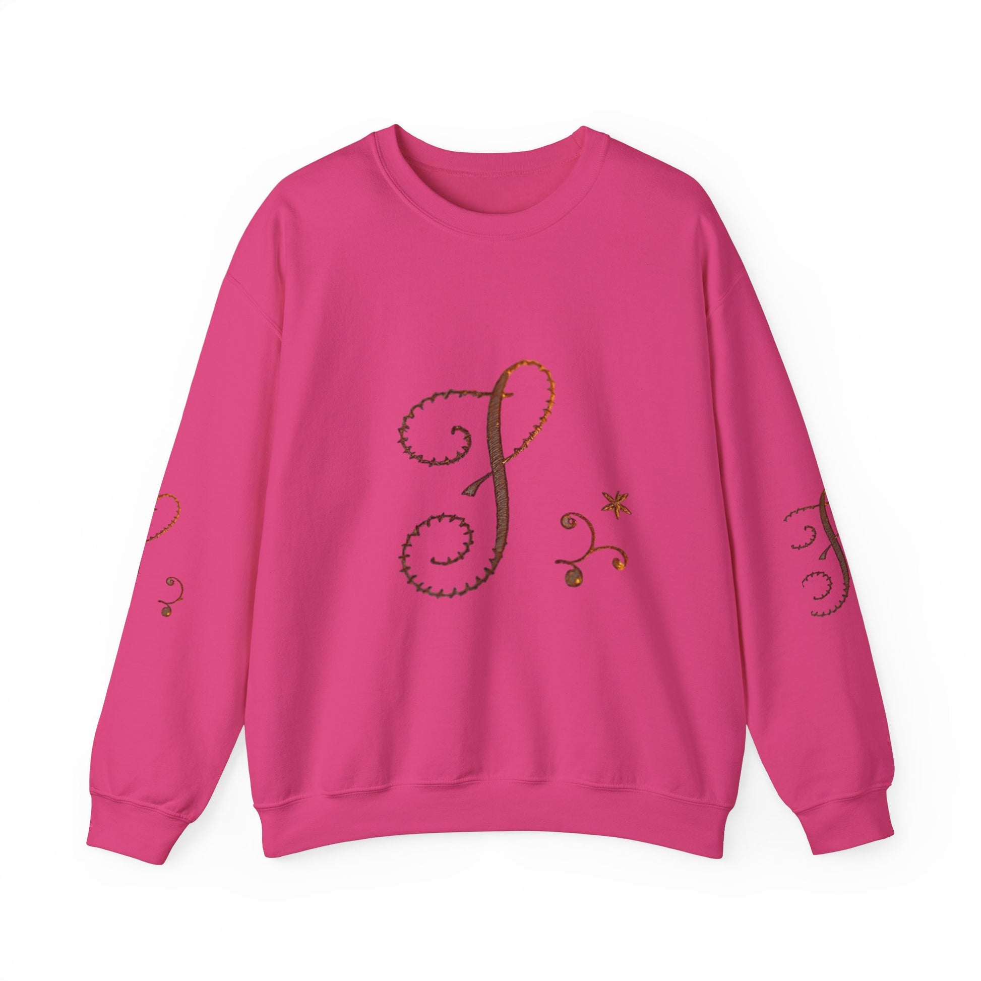 Boho-Chic Unisex Crewneck Sweatshirt with Elegant Embroidery