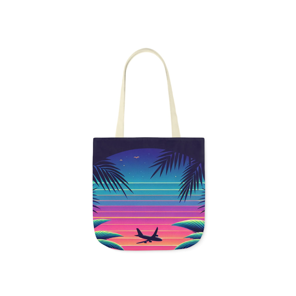 Tropical Sunset Canvas Tote Bag with 5-Color Straps