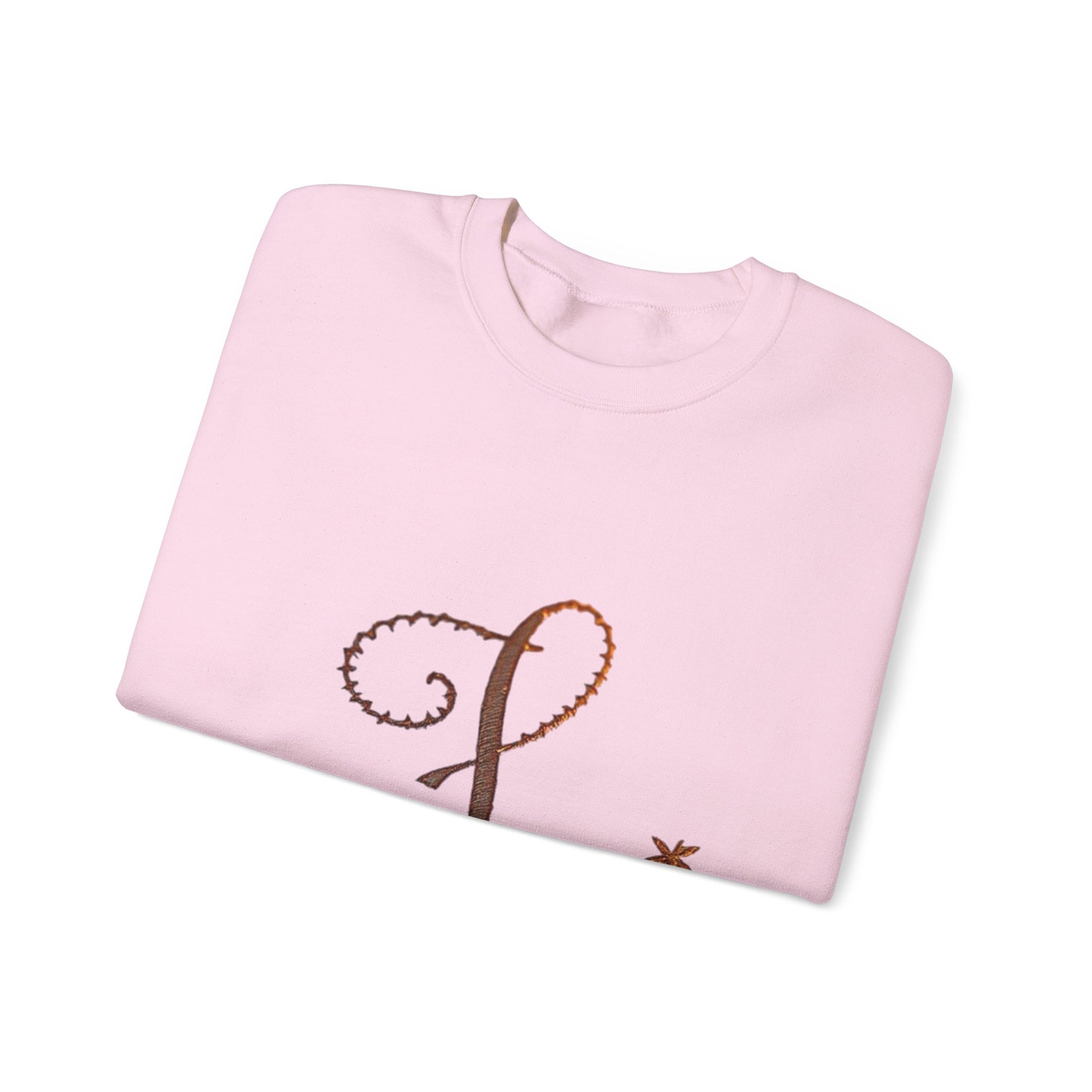 Boho-Chic Unisex Crewneck Sweatshirt with Elegant Embroidery