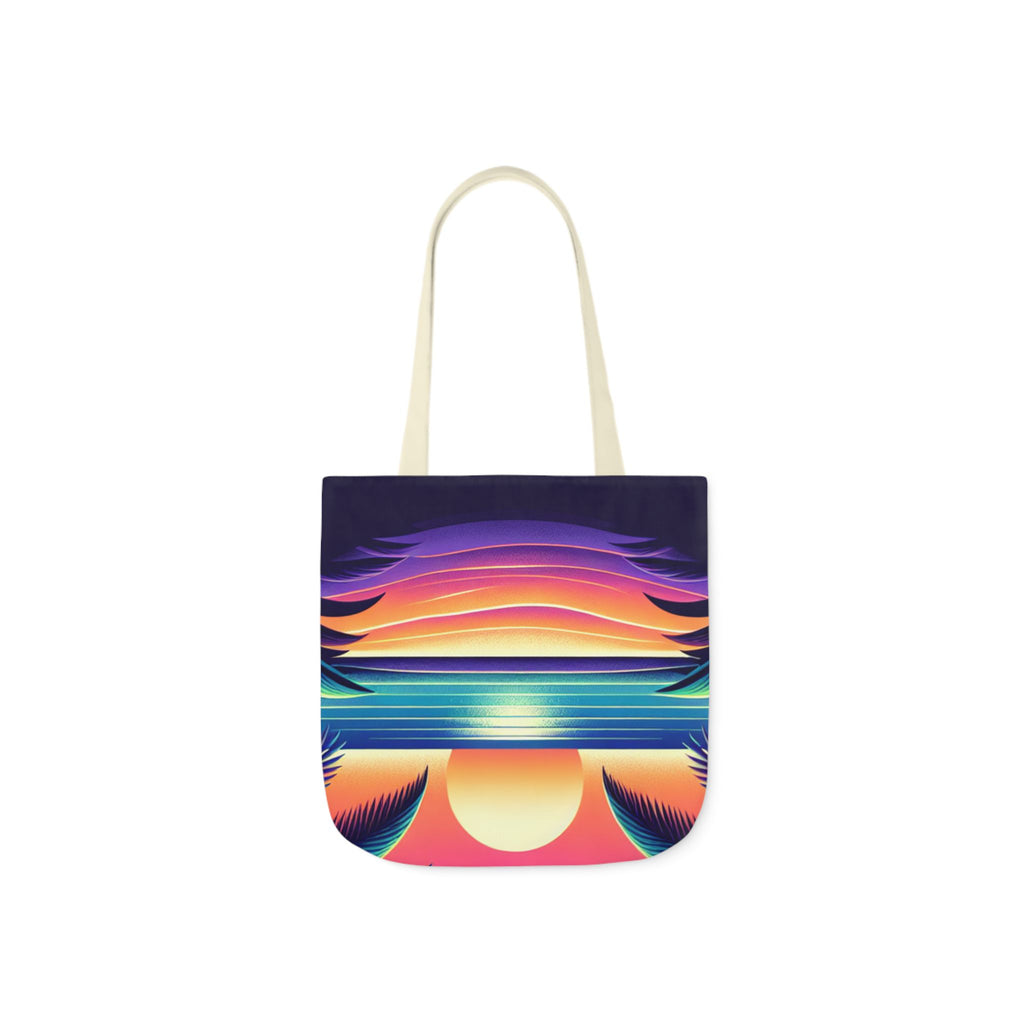 Tropical Sunset Canvas Tote Bag with 5-Color Straps