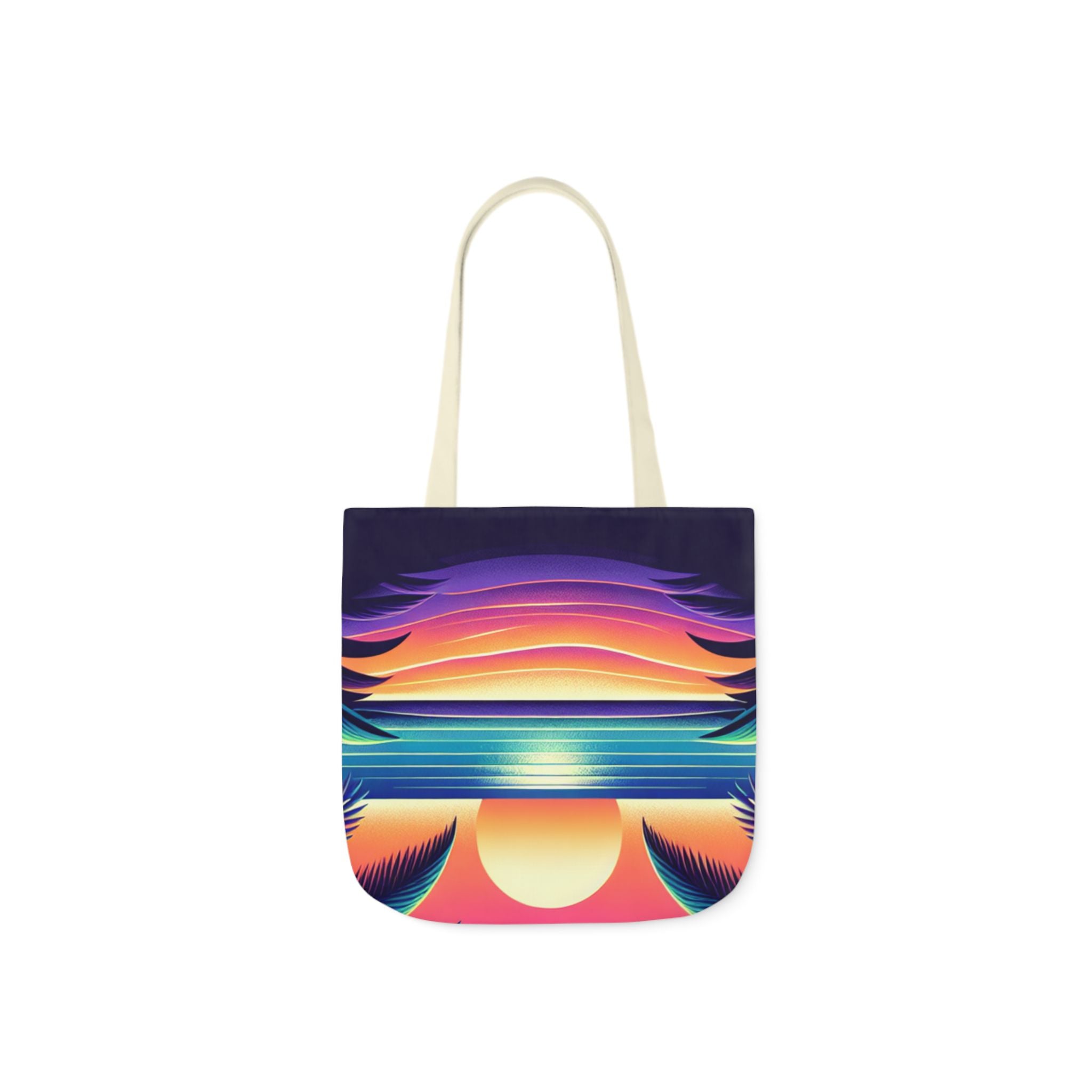 Tropical Sunset Canvas Tote Bag with 5-Color Straps